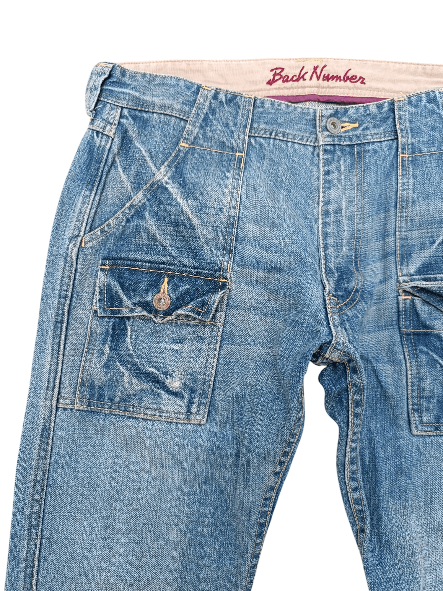 Designer VINTAGE 🔥 Back Number Japan Bush Pant Distressed Denim Size US 33 - 8 Thumbnail
