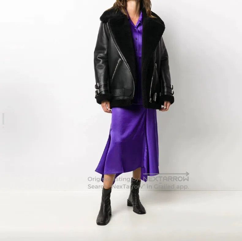 Acne Studios Acne Studios Black Leather and Fur Pilot Jacket Size XXS / US 00 / IT 34 - 7 Thumbnail