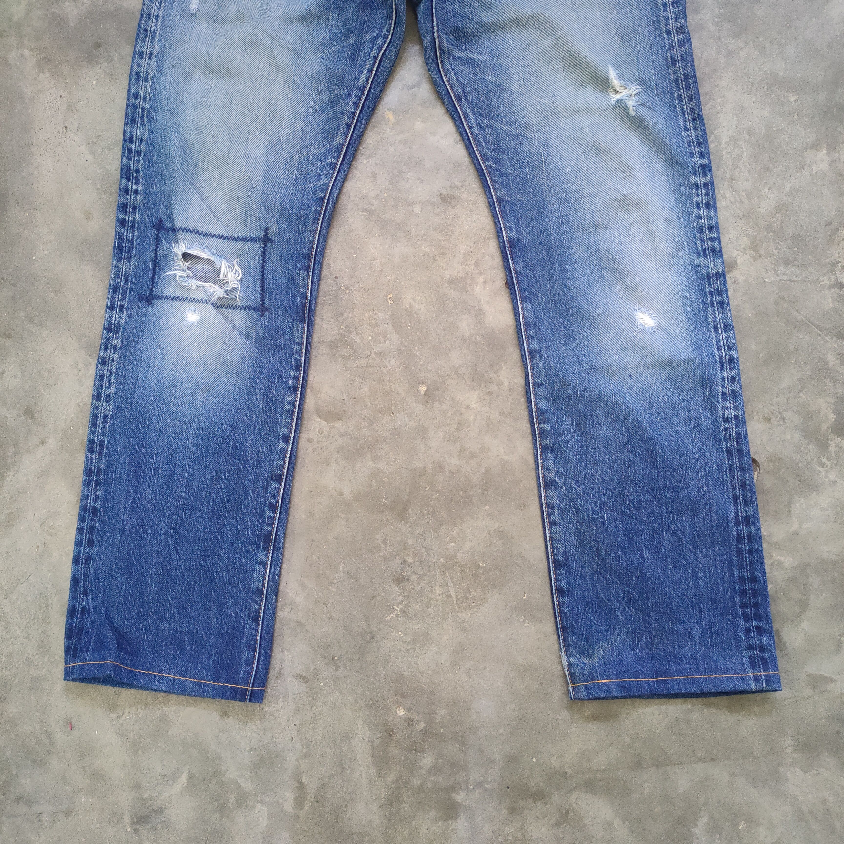 Ships Jet Blue VINTAGE SHIPS BUTTON FLY DISTRESSED FADED JEANS PANTS Size US 32 / EU 48 - 3 Thumbnail