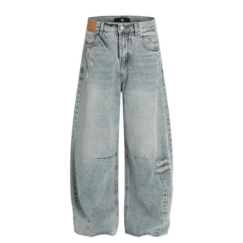Vintage American retro men's loose casual ripped curved jeans Size US 32 / EU 48 - 1 Thumbnail