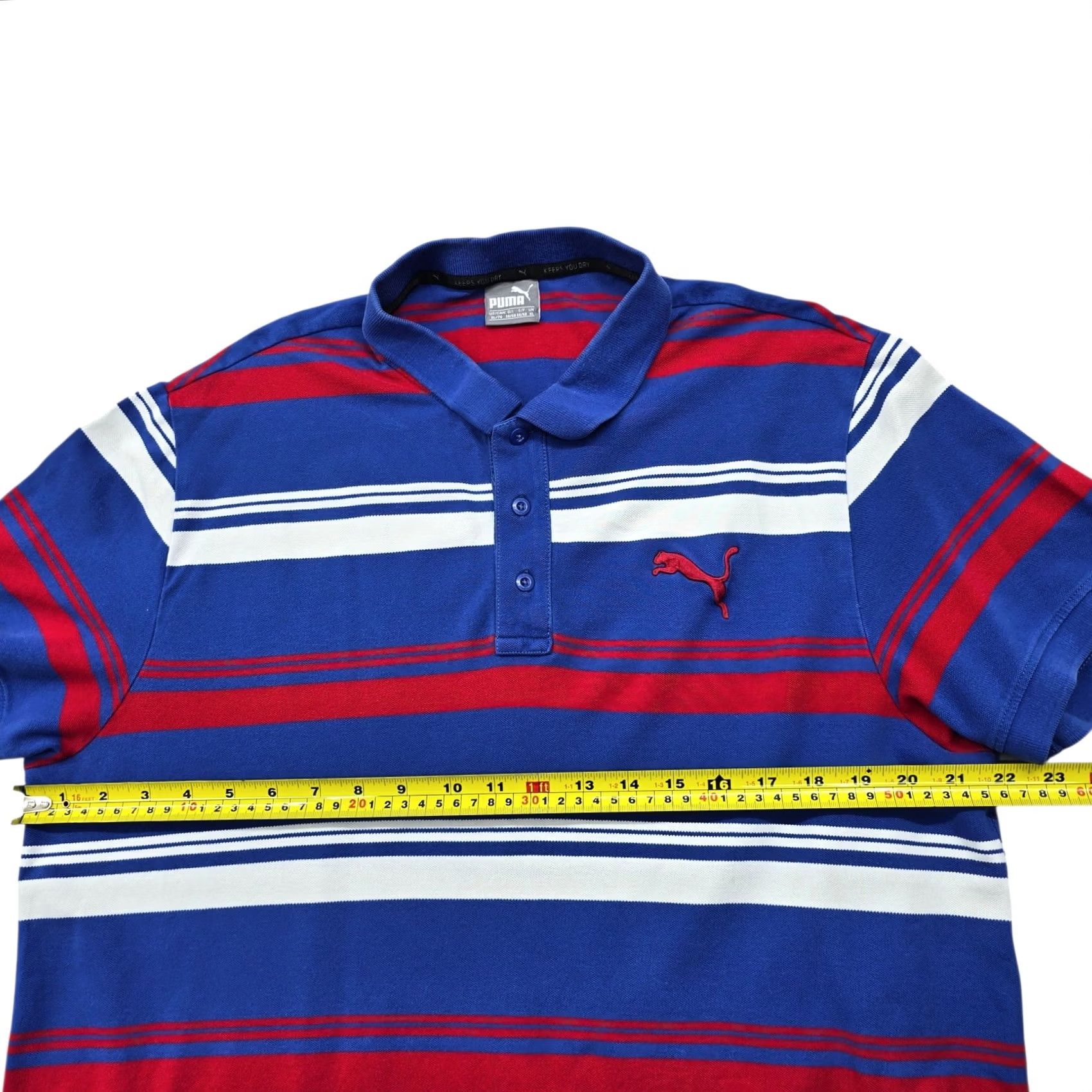 Puma PUMA Polo Shirt XL blue red white striped Men's Polo XL Blue Striped PUMA Golf Casual Shirt Size US XL / EU 56 / 4 - 7 Thumbnail