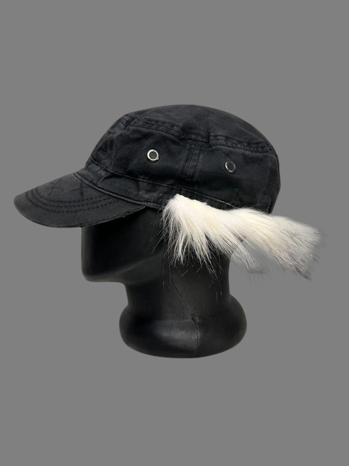 If Six Was Nine Retro Black Gothic Cap Military Design Vintage Y2K Size ONE SIZE - 2 Thumbnail