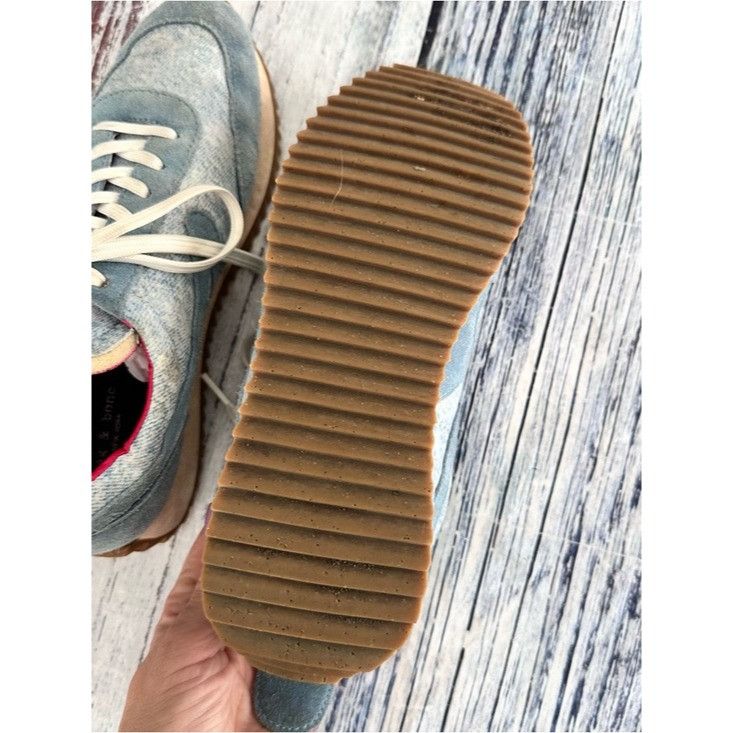 Rag & Bone Rag & Bone Light Blue Suede & Knit Sneakers with Pink Lining Size US 7.5 / IT 37.5 - 6 Thumbnail