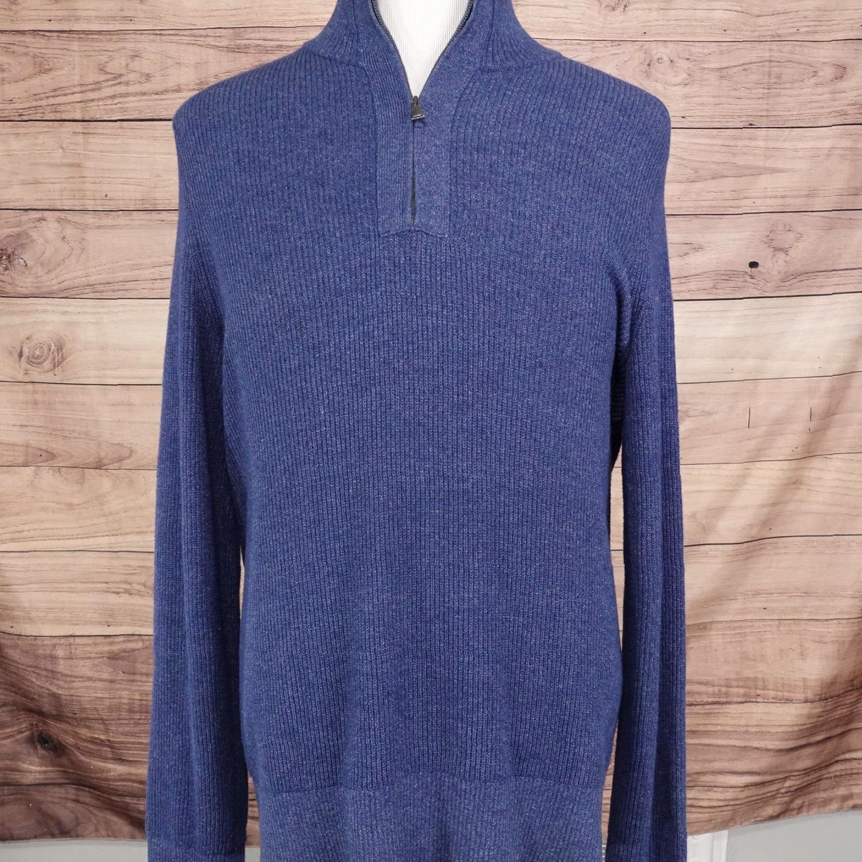 Banana Republic VINTAGE Banana Republic Sweater Pullover Knitted Cotton 1/4 Zip Men's Large Blue All Seasons Size US L / EU 52-54 / 3 - 3 Thumbnail