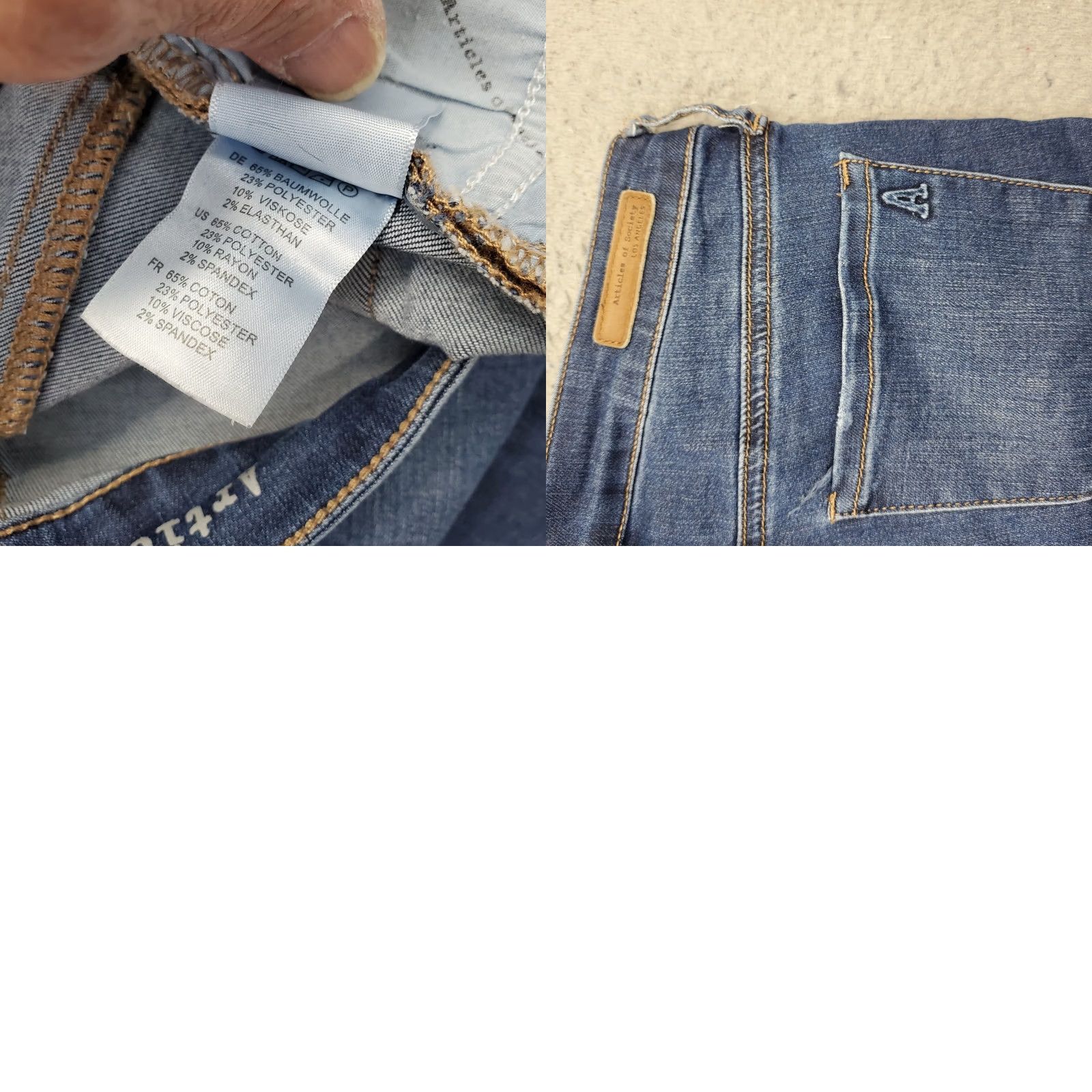Vintage Articles of Society Jeans Womens 27 Blue Denim Flat Front Stretch Skinny Leg Jeans Size 27" / US 4 / IT 40 - 8 Thumbnail