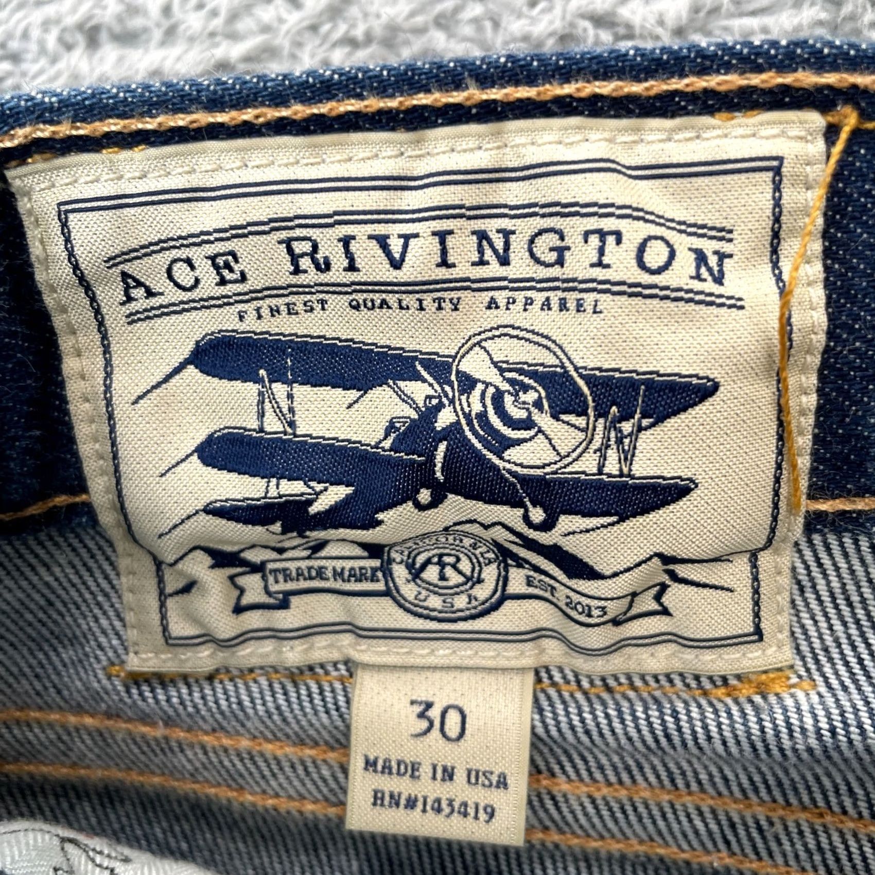 Denime Ace Rivington Jeans Womens 30 Blue Denim Tapered 5-Pocket Logo Stitch Dark Wash Regular 30in Inseam Mens Womens Girls Boys Size 30" / US 8 / IT 44 - 3 Thumbnail