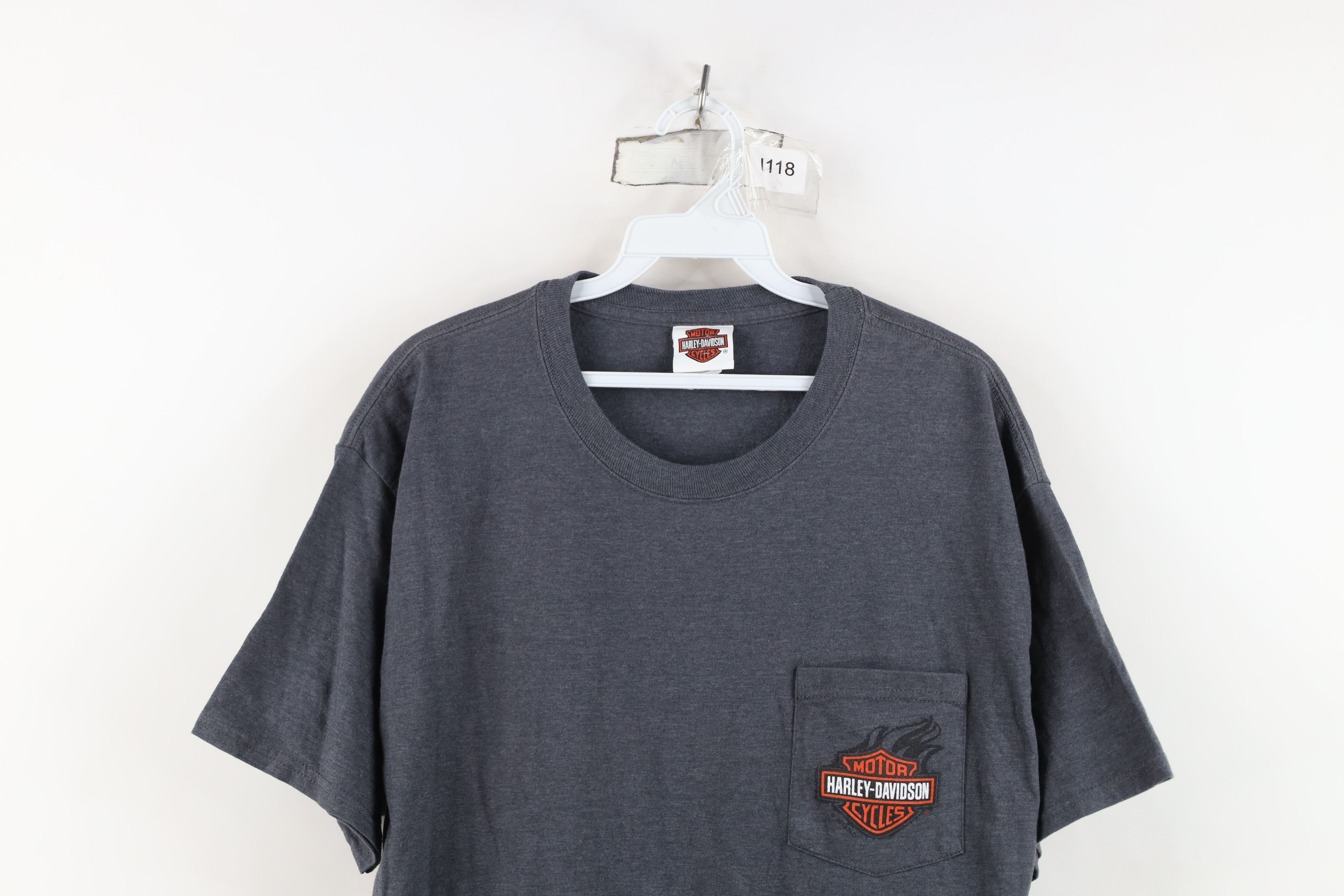 Harley Davidson Vintage Y2K Harley Davidson Spell Fire Flames Pocket T-Shirt Size US L / EU 52-54 / 3 - 2 Thumbnail