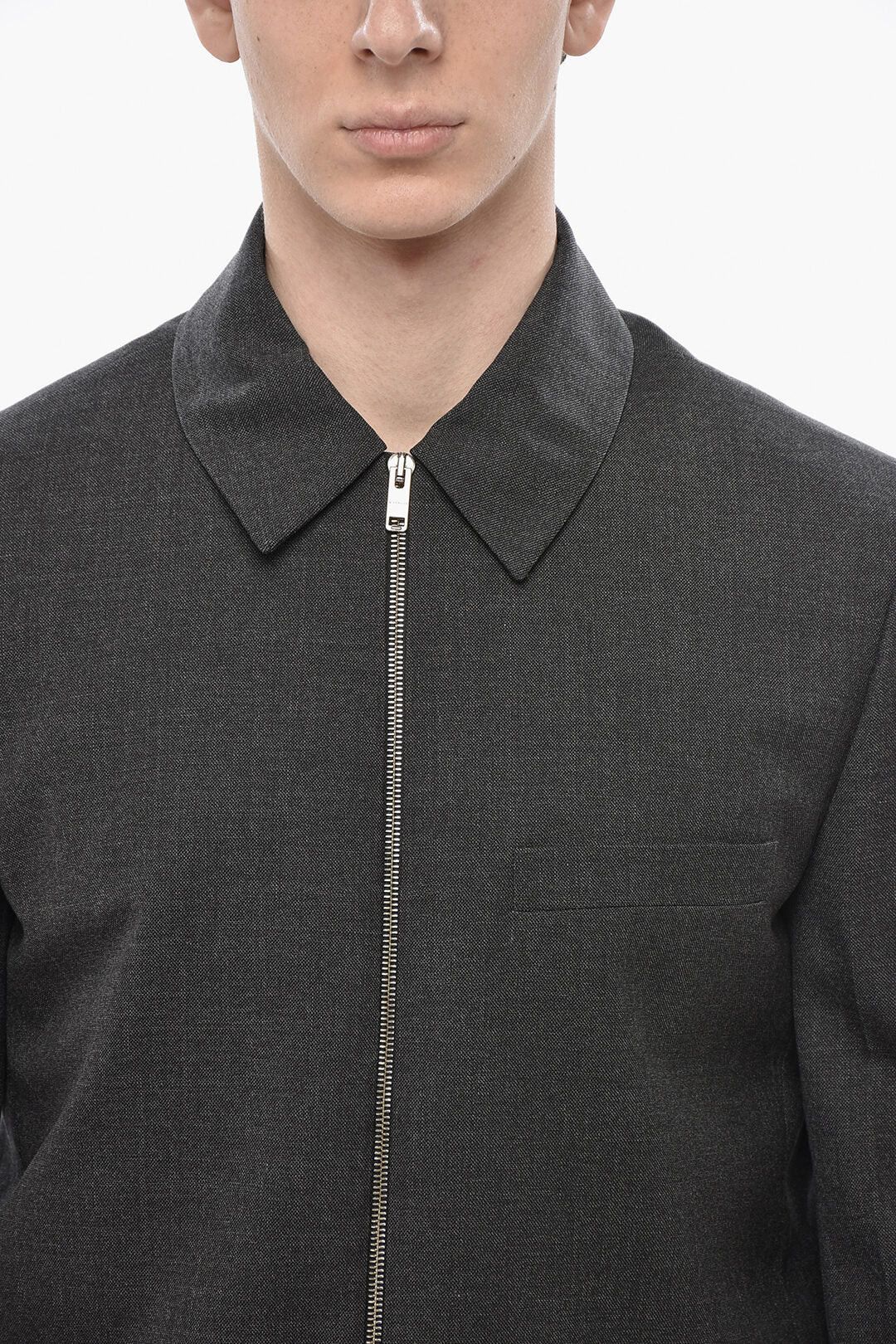 Givenchy og1mm0326 Wool Full-Zip Overshirt in Grey Size US M / EU 48-50 / 2 - 3 Thumbnail