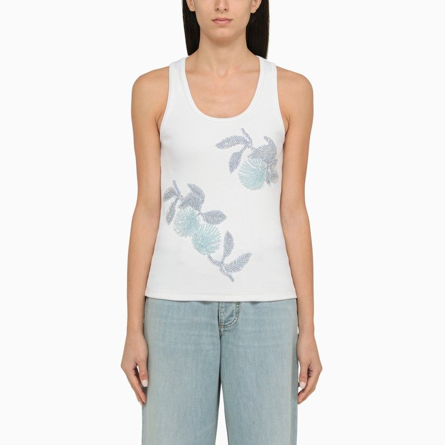 Bottega Veneta o1d2blof0824 Tank Top in White Size XS / US 0-2 / IT 36-38 - 1 Thumbnail