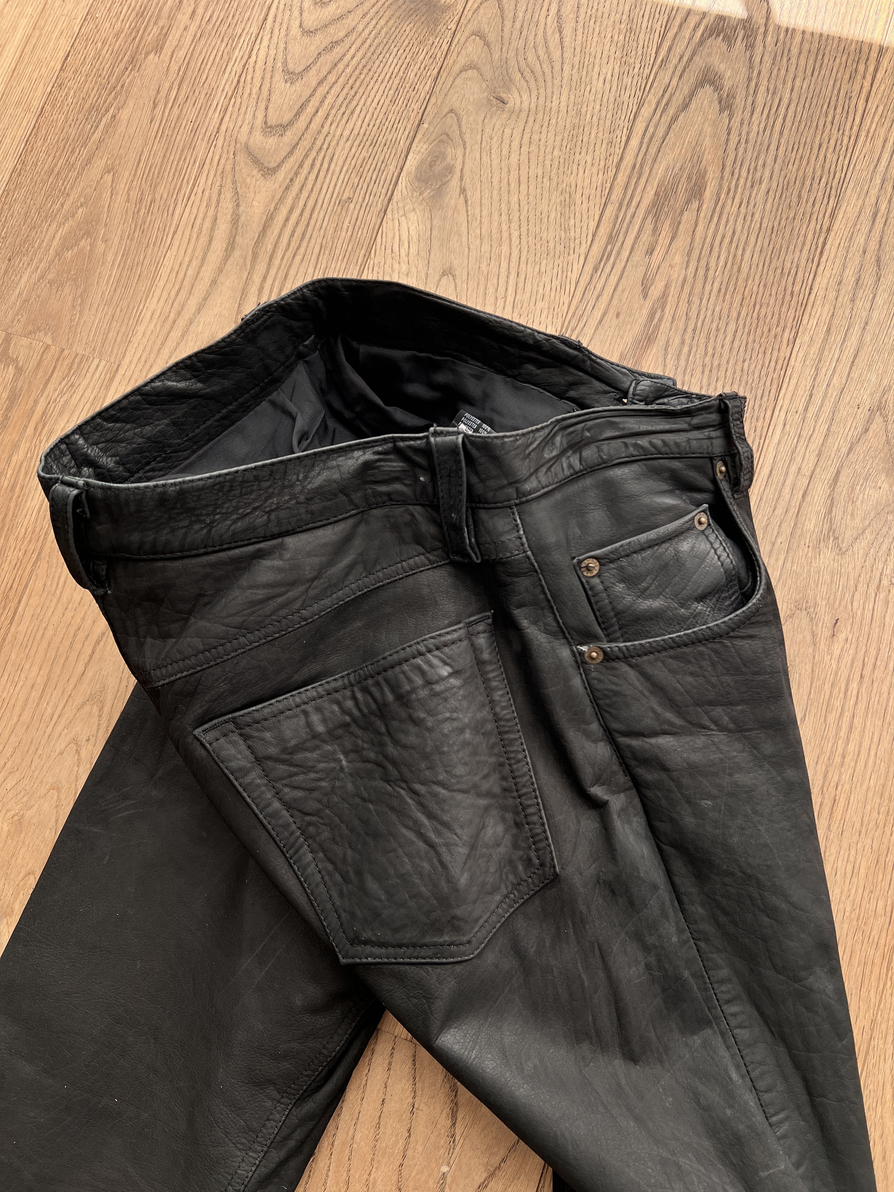 If Six Was Nine Crazy! Vintage real soft leather pants true faded y2k racing Size US 31 - 8 Thumbnail