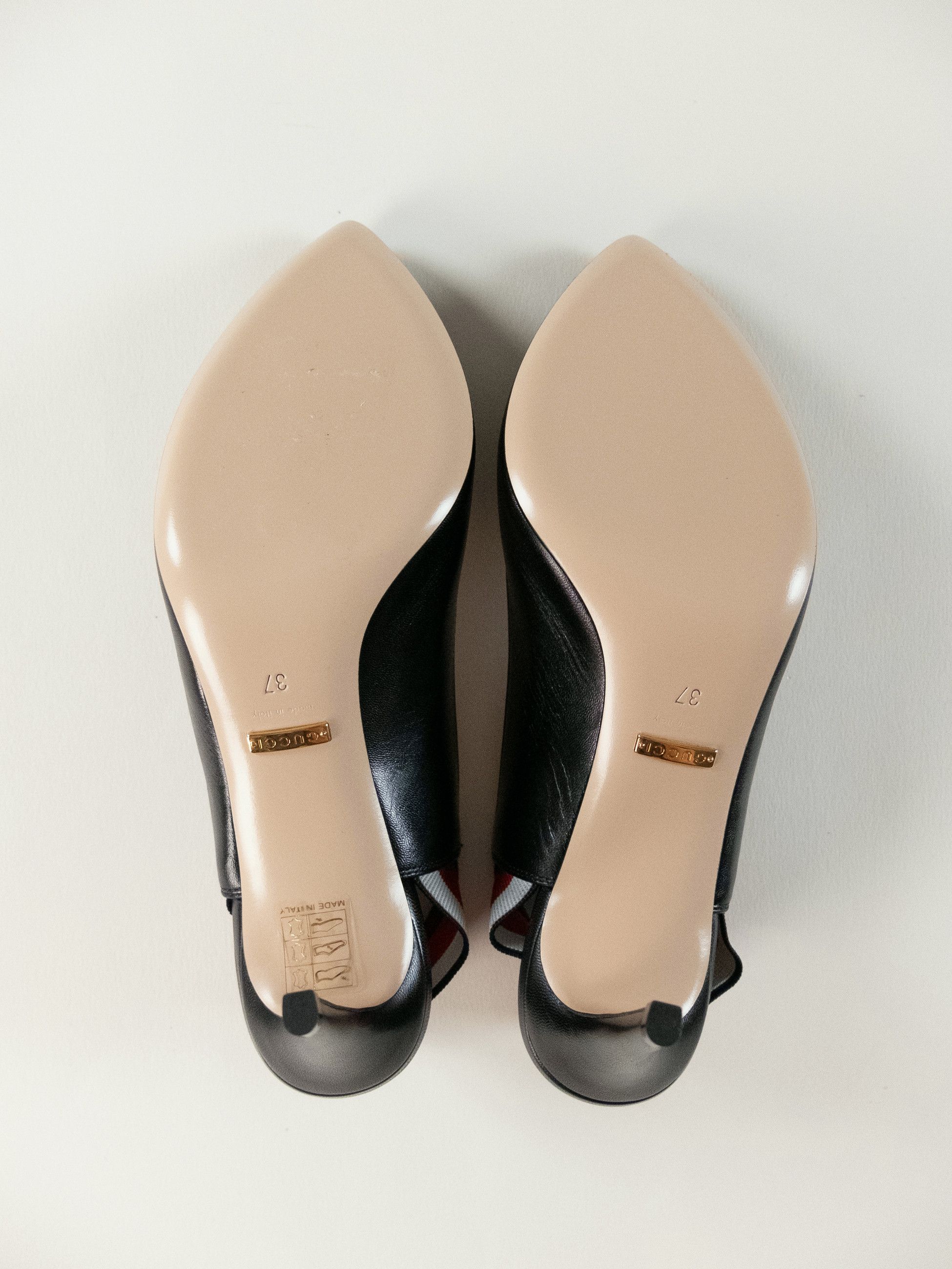 Gucci GUCCI Sylvie black leather slingback pumps sandals 7 37 Size US 7 / IT 37 - 9 Thumbnail