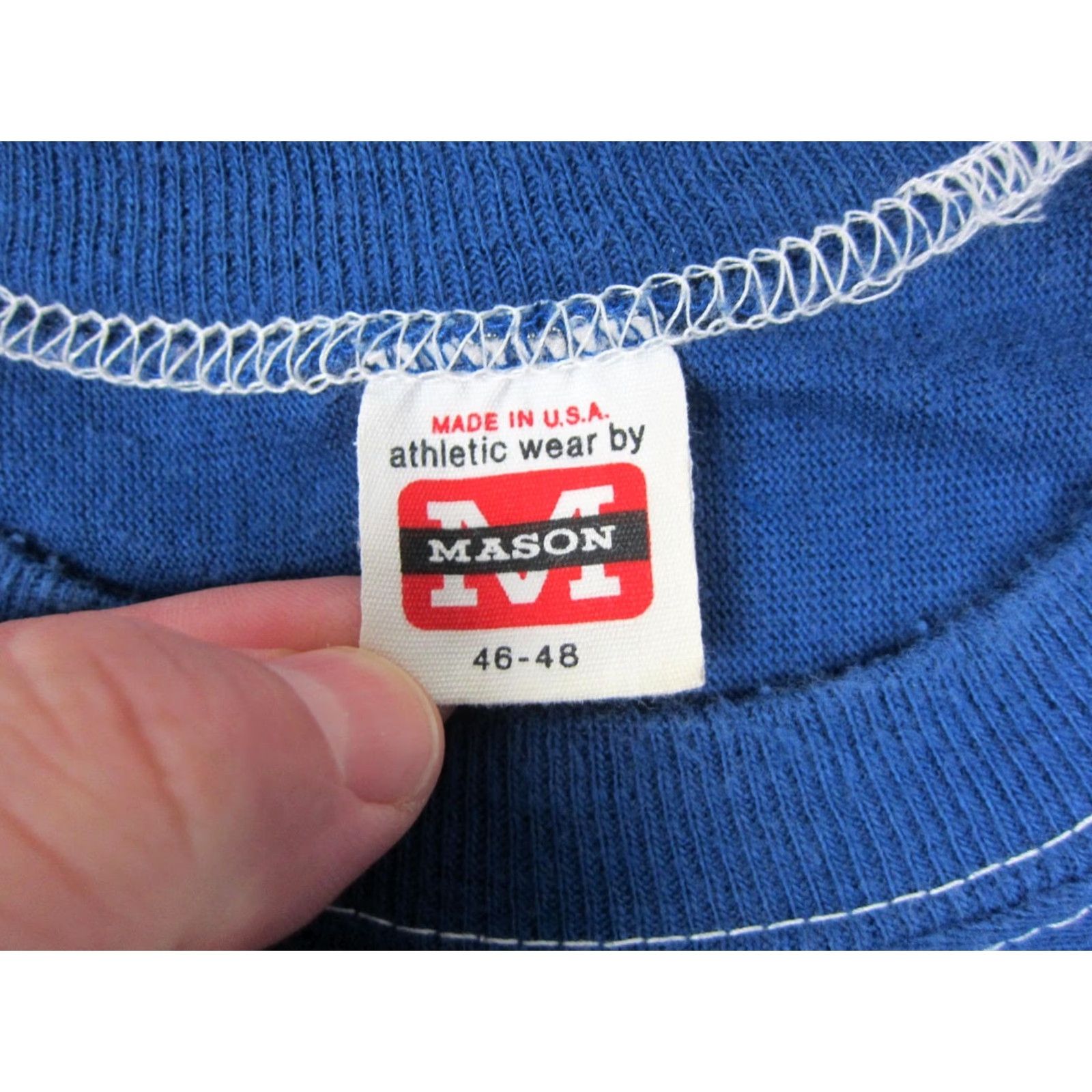 Mason's VINTAGE Mason Golf Shirt Mens 46-48 Blue Cartoon Golfer Graphic Humor Funny USA 70s 90s 80s Classic Boys Mens Shirts Size US XXL / EU 58 / 5 - 7 Thumbnail