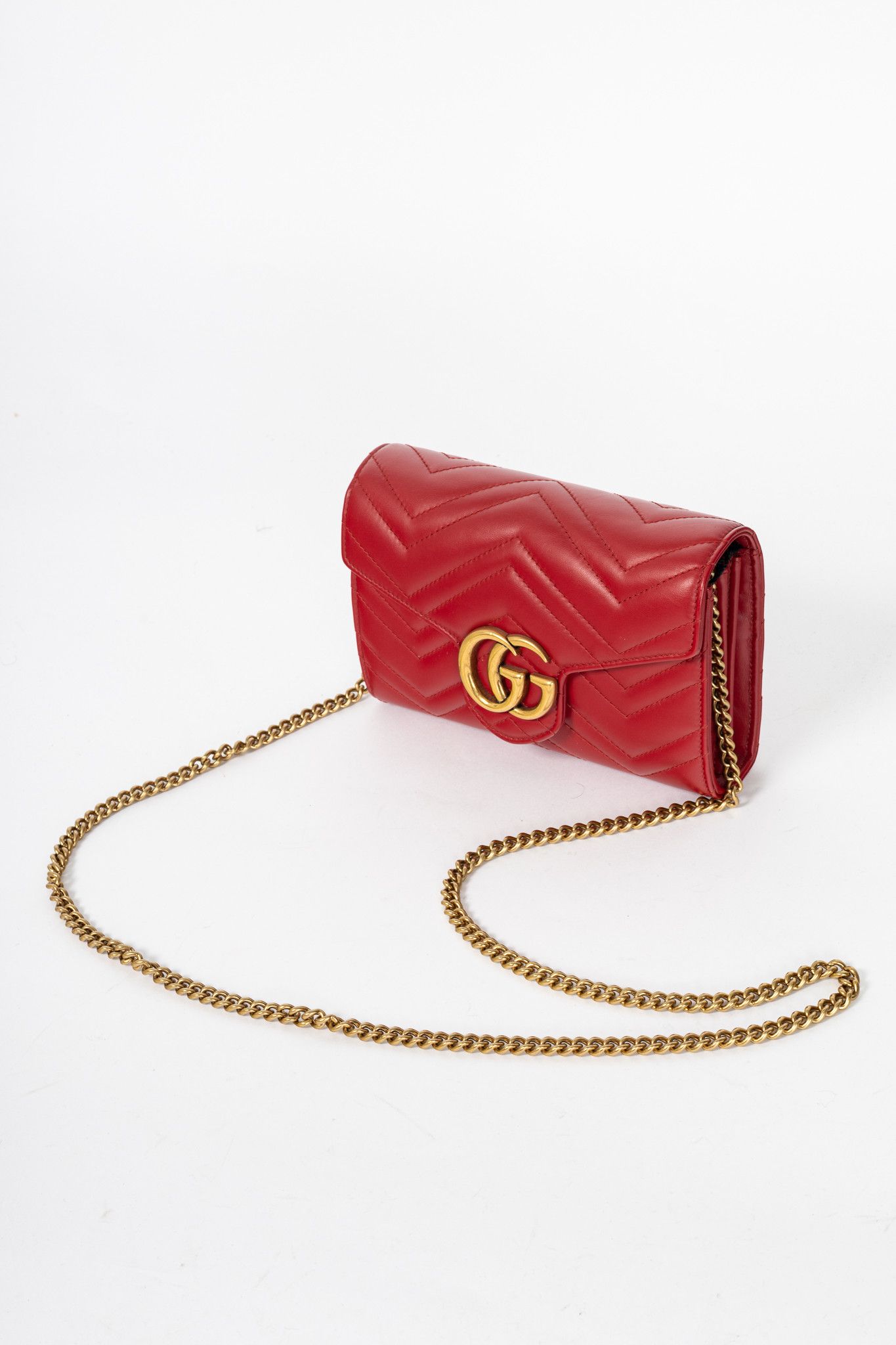 Gucci Gucci GG Marmont Matelasse Chevron Leather Wallet on Chain Size ONE SIZE - 6 Thumbnail