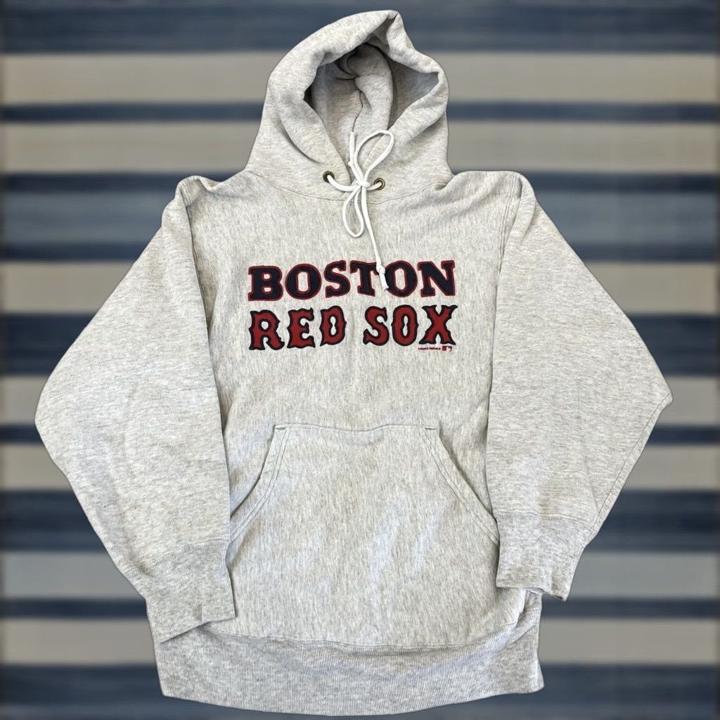 VINTAGE Adirondack Boston Red Sox Hoodie Sweatshirt Gray M Baseball 1998 Unisex Adults