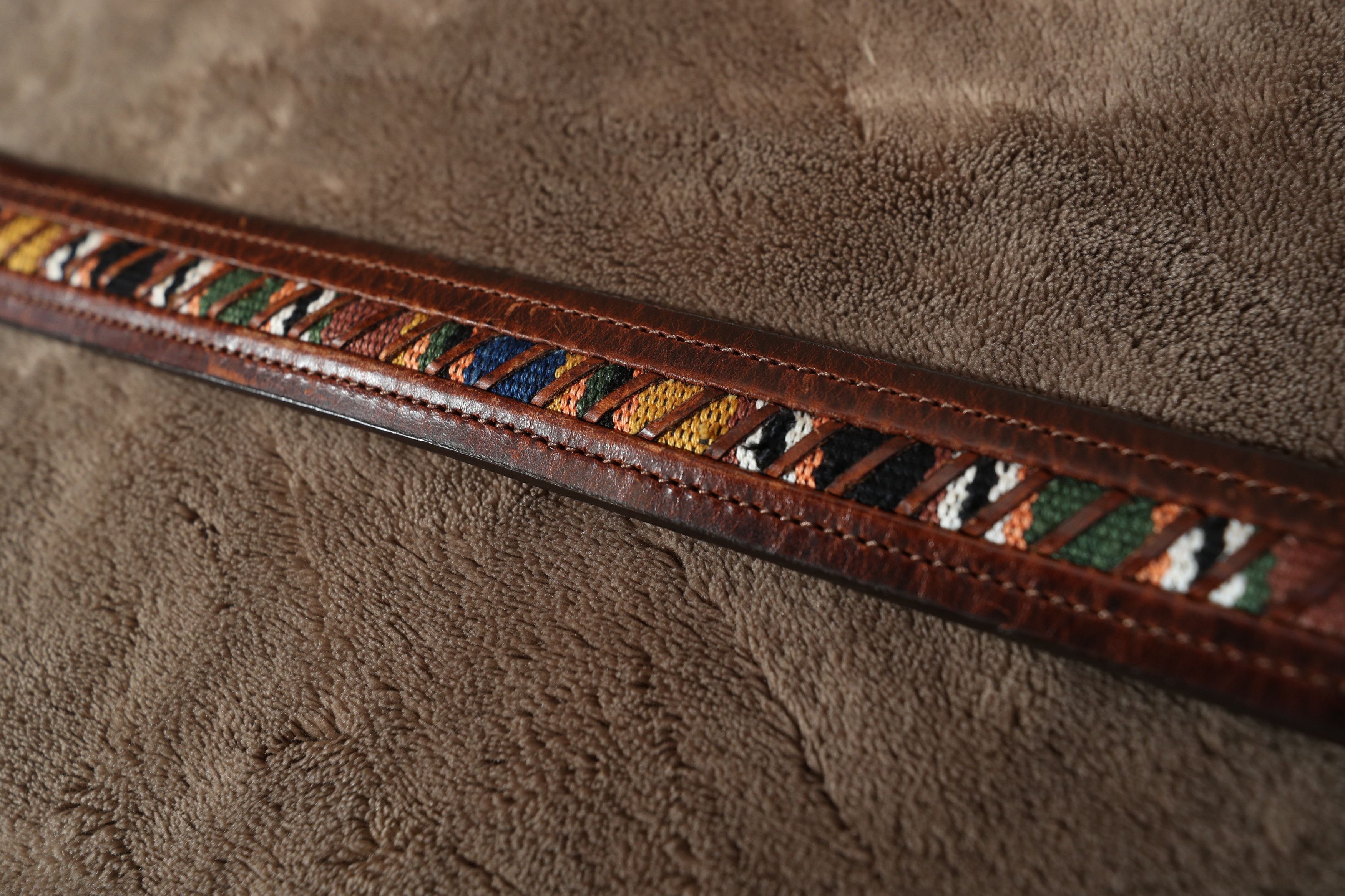 Columbia Columbia Vintage Leather Belt w/ Guatemalan Fabric (36/90) Size 36 - 2 Thumbnail