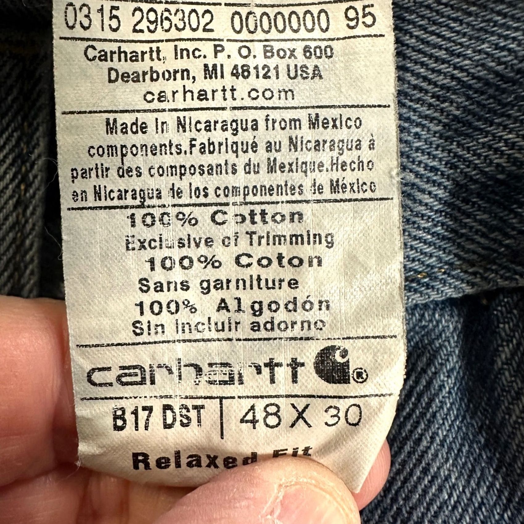 Carhartt Carhartt Men Relaxed Fit Jeans 48X30 Blue Denim Straight 5 Pocket WAIST 48 INSEAM 30 Logo Pockets Casual Workwear Mens Jeans Size US 32 / EU 48 - 3 Thumbnail