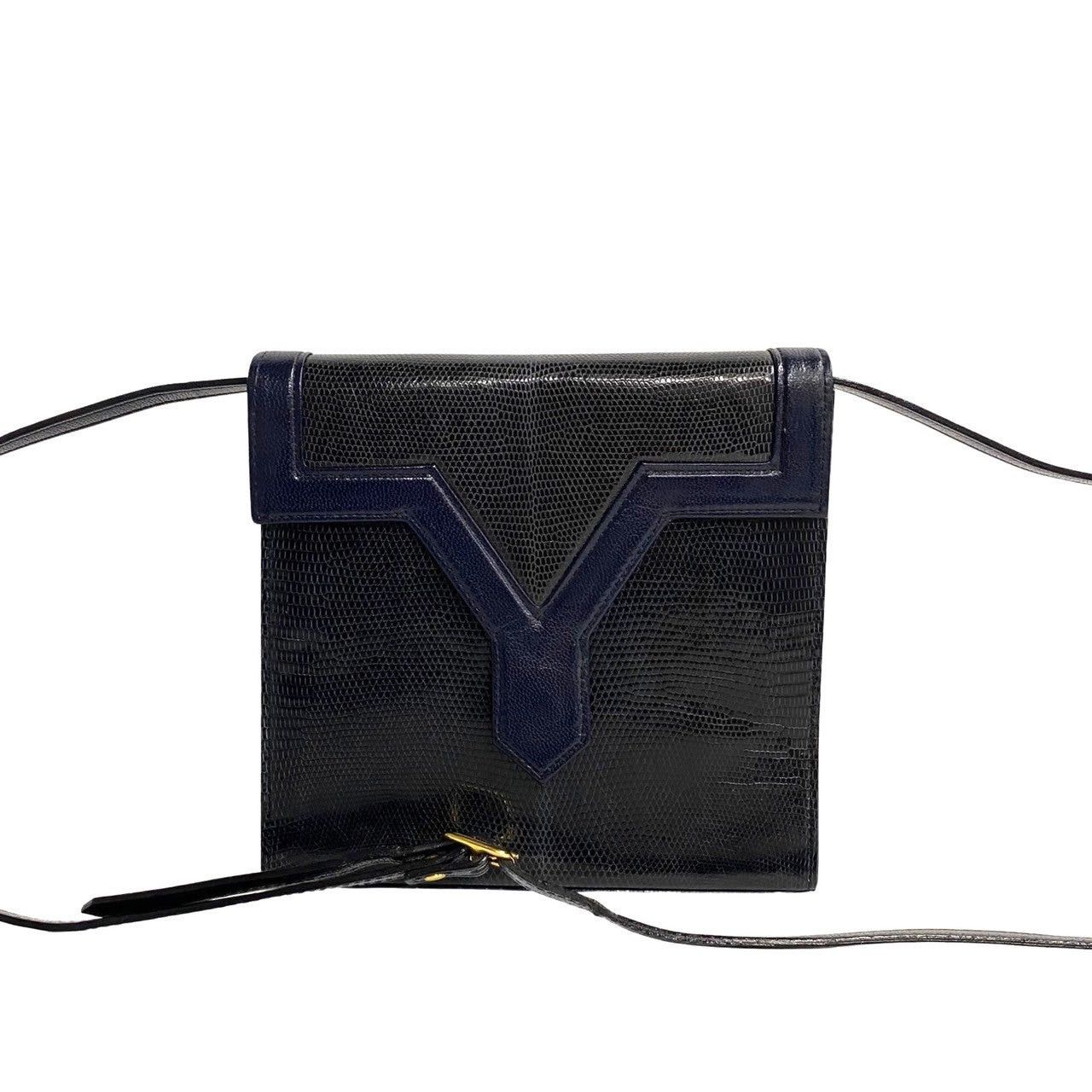 Yves Saint Laurent Yves Saint Laurent Shoulder Bag Navy Lizard Size ONE SIZE - 1 Thumbnail