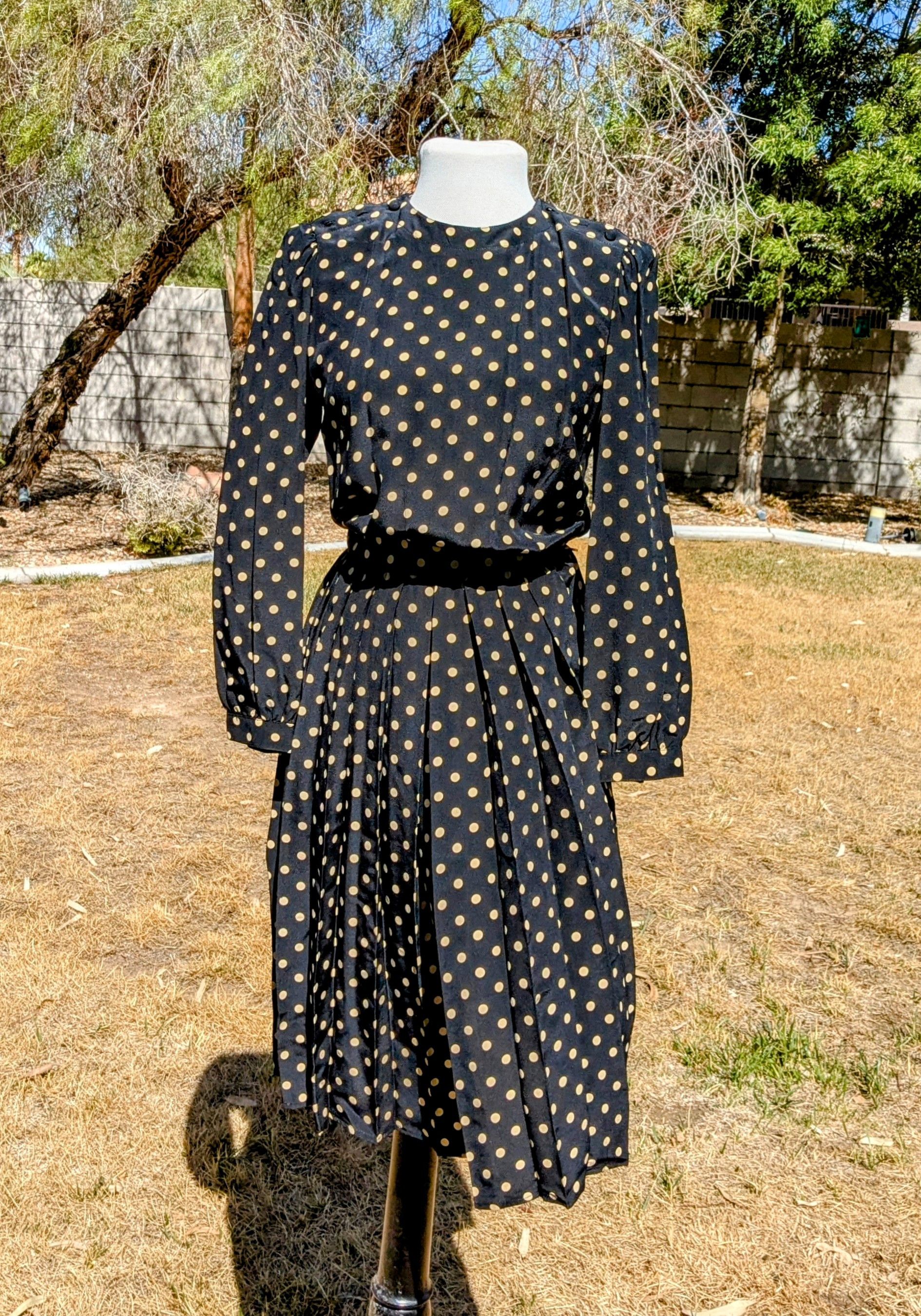 Vintage A-Line 1980Charles Bianco Italian Collection Polka Dot Dress Size M / US 6-8 / IT 42-44 - 1 Thumbnail