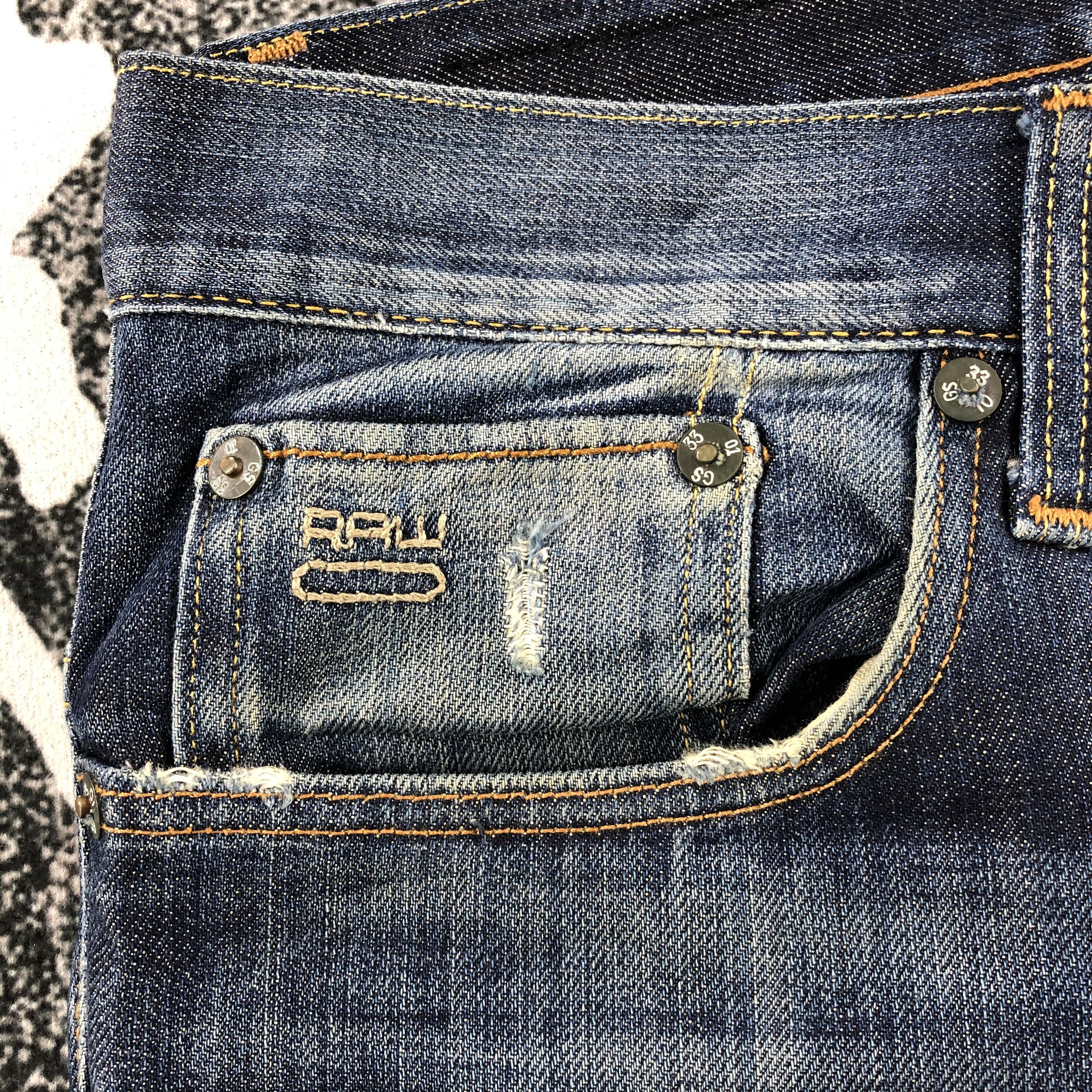 G-Star G Star Raw 3301 Jeans Faded Blue Denim KJ729 Size US 34 / EU 50 - 10 Thumbnail