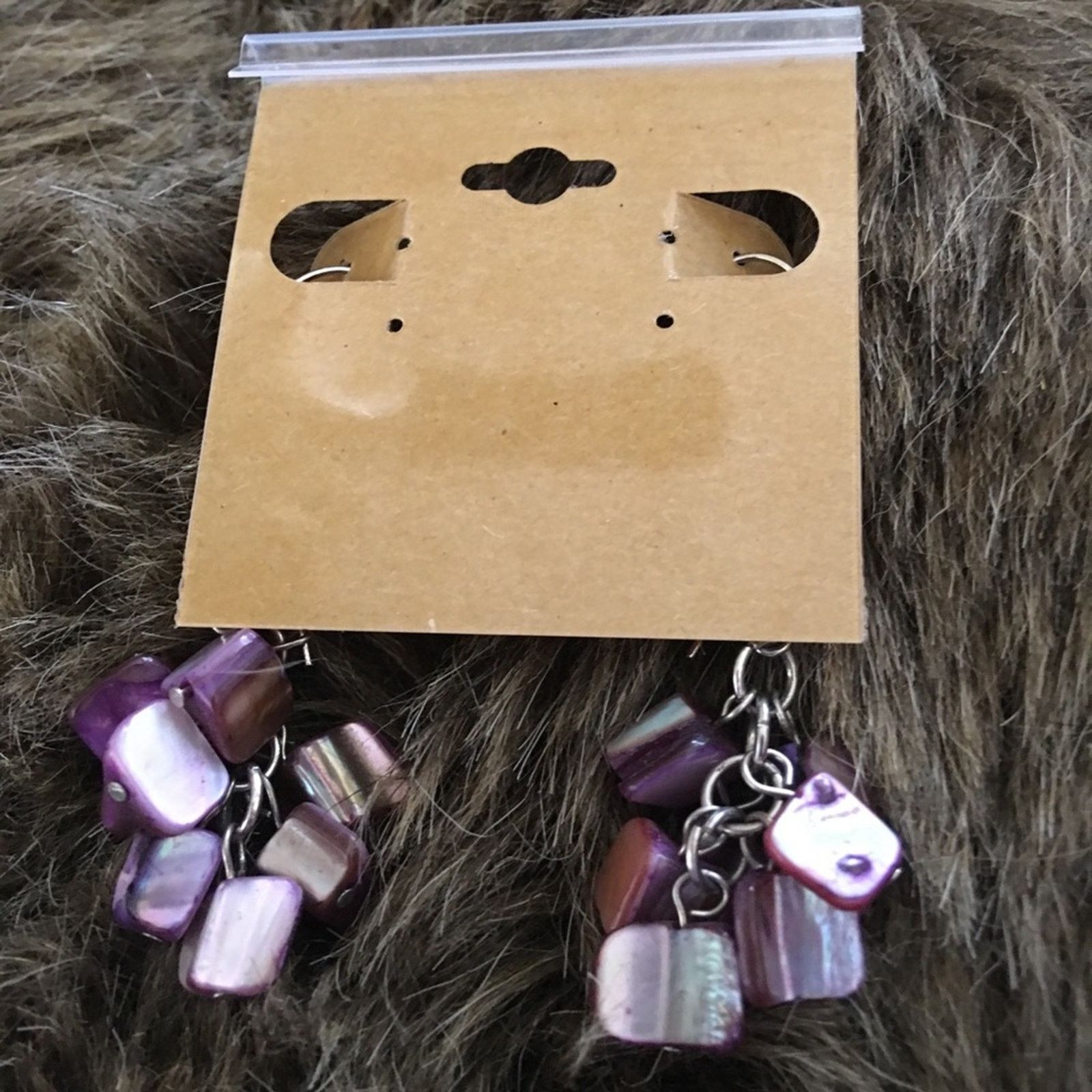 Jewelry Purple tone painted shell ear wire earrings Size ONE SIZE - 3 Thumbnail