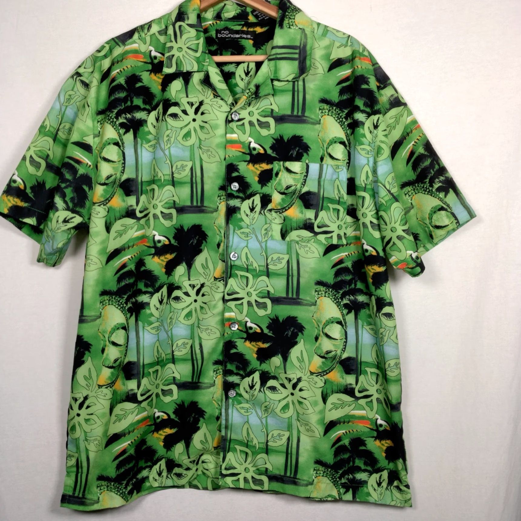 Vintage Vintage No Boundaries Y2K Hawaiian Shirt Men Large Green Tropical Tiki Beach Size US L / EU 52-54 / 3 - 2 Thumbnail