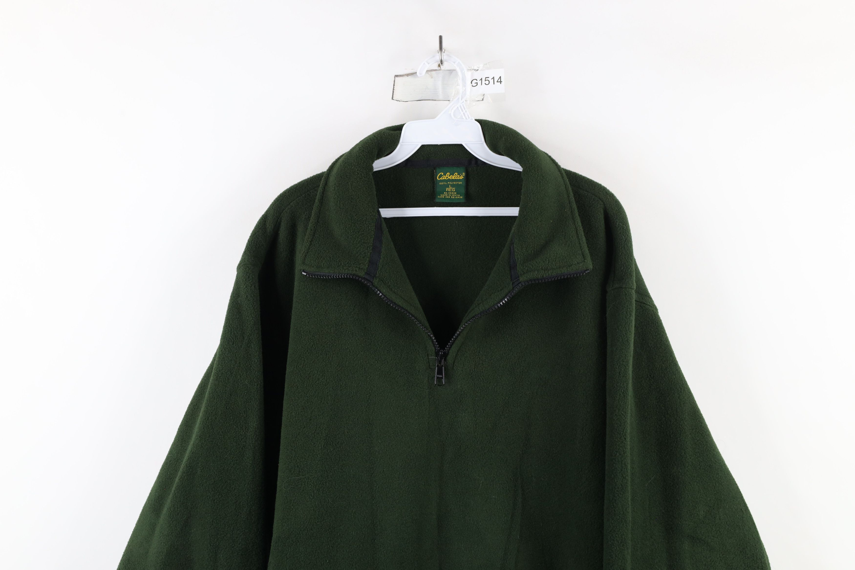 Cabelas × Vintage Vintage 90s Cabelas Half Zip Fleece Pullover Sweater Green Size US L / EU 52-54 / 3 - 2 Thumbnail