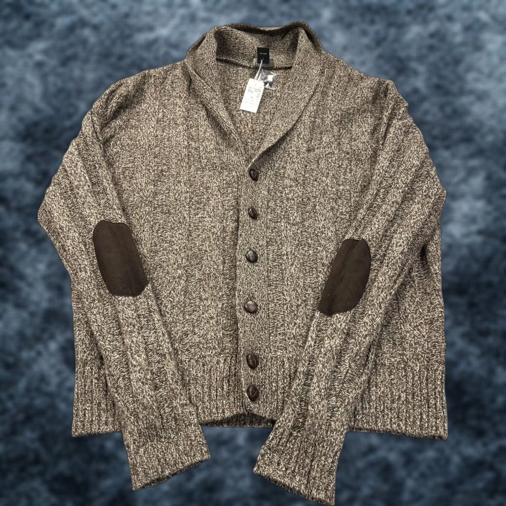 Jos. A. Bank Jos A Bank Sweater Mens XL Brown Lambswool Shawl Cardigan Elbow Patches Size US XL / EU 56 / 4 - 1 Thumbnail
