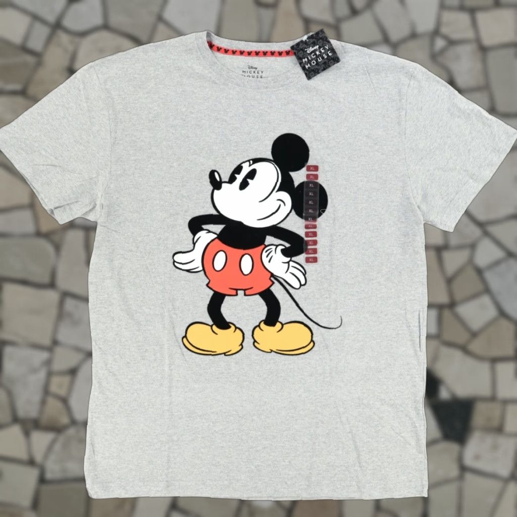 Disney VINTAGE Disney Mickey Mouse Felt Graphic Solid T-Shirt Gray Men's XL Size US XL / EU 56 / 4 - 1 Thumbnail