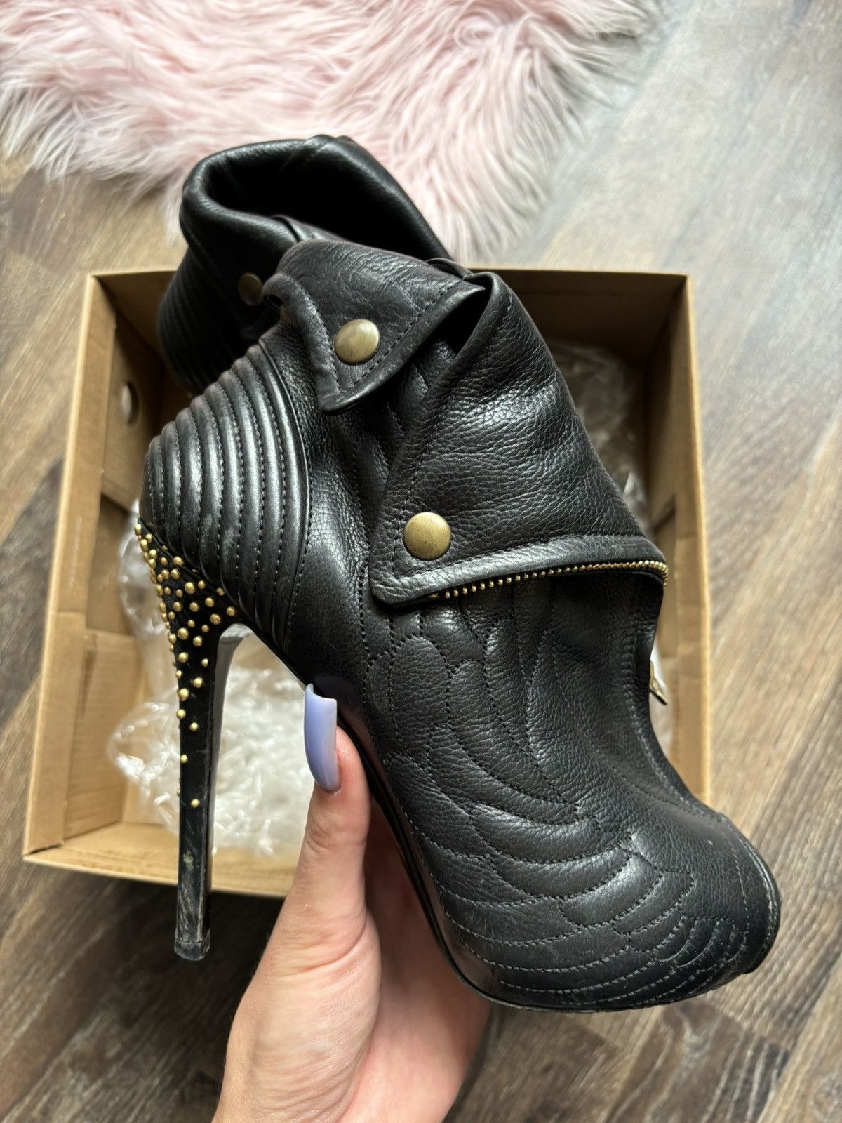 Alexander McQueen × Vintage ALEXANDER MCQUEEN SKULL HEELS LEATHER ARCHIVE SHOES BOOTS Size US 8 / IT 38 - 13 Thumbnail