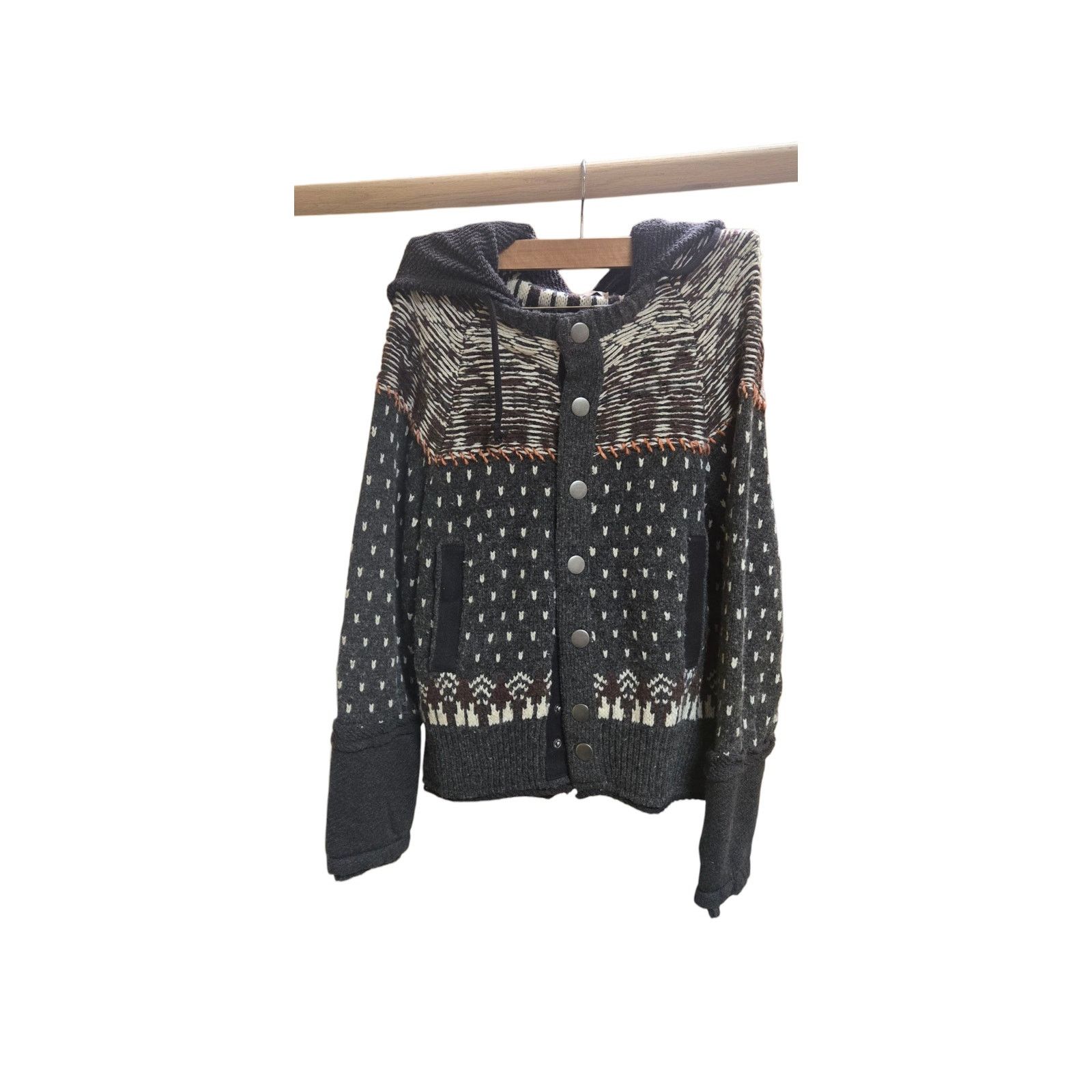 Free People Free People gray wool blend button down hoodie Size S / US 4 / IT 40 - 2 Thumbnail