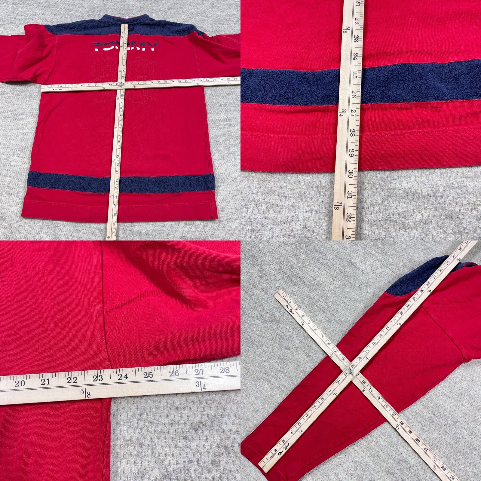 Tommy Hilfiger VINTAGE Tommy Hilfiger Shirt Men Medium Red Long Sleeve V Neck Rugby 90s Heavy Size US M / EU 48-50 / 2 - 8 Thumbnail