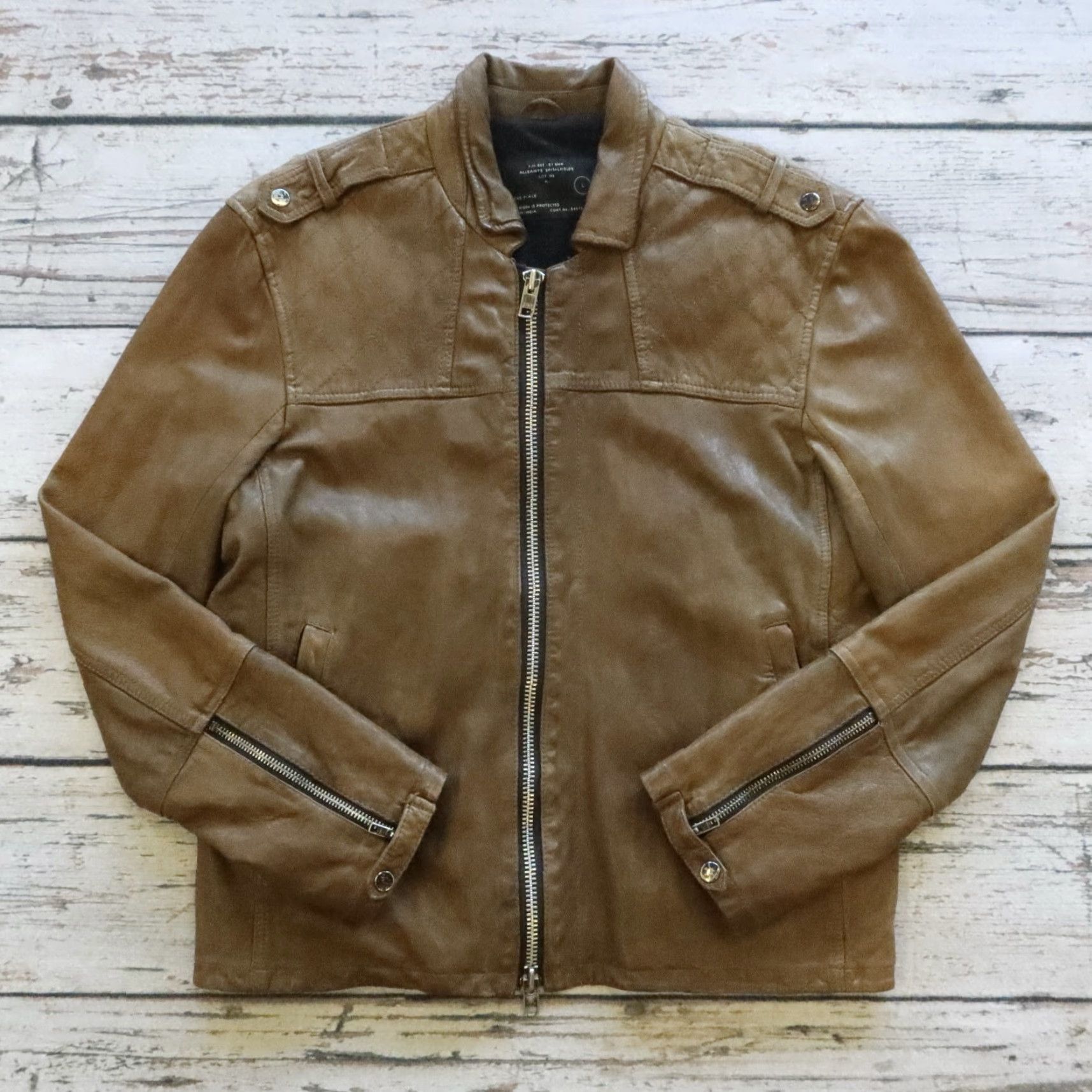 Allsaints All Saints Spitalfields Leather Jacket Men L Brown Motorcycle Jacket Size US L / EU 52-54 / 3 - 2 Thumbnail
