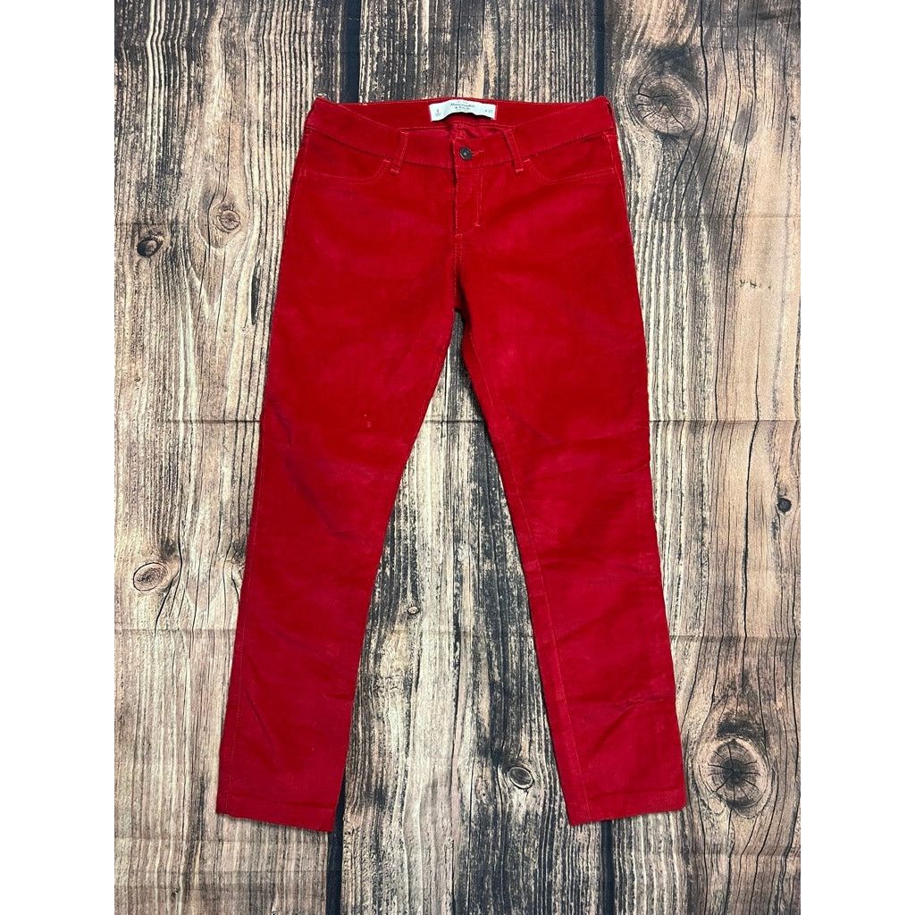 Abercrombie & Fitch Abercrombie & Fitch Women's Red Corduroy Ankle Jeans Size 4 Size 27" / US 4 / IT 40 - 1 Thumbnail