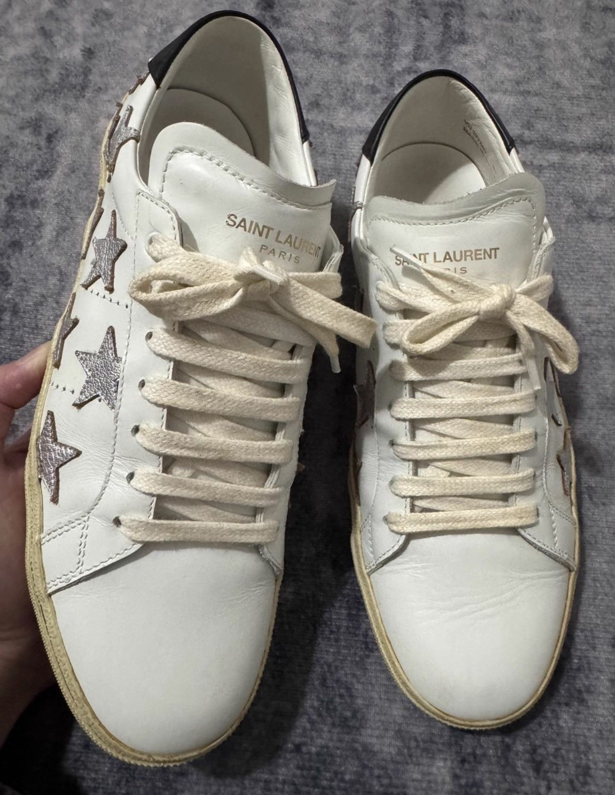 Saint Laurent 15SS Leather Embroidered Star Low-Top Sneakers