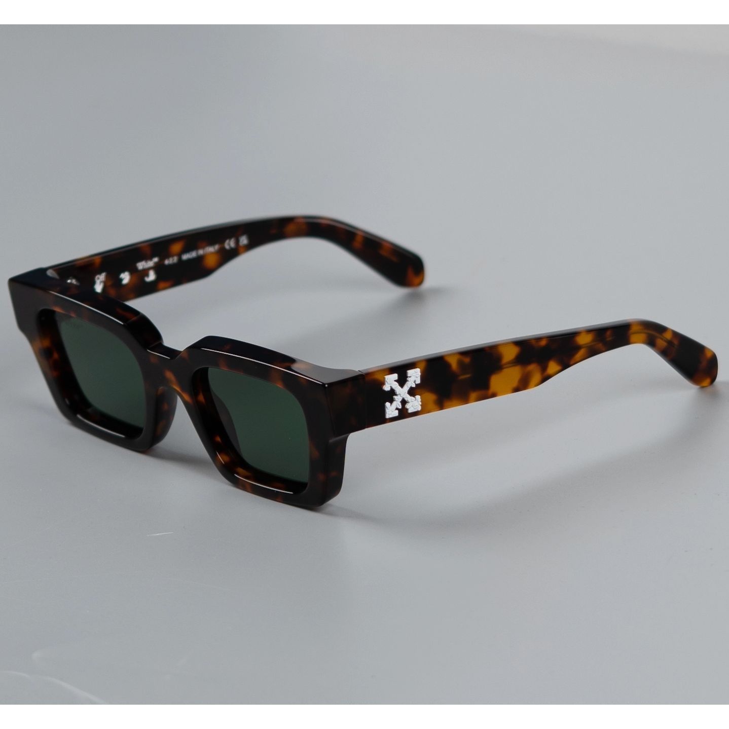 image of Off White Off-White Virgil Logo Authentic Sunglasses in Havana Green, Men's