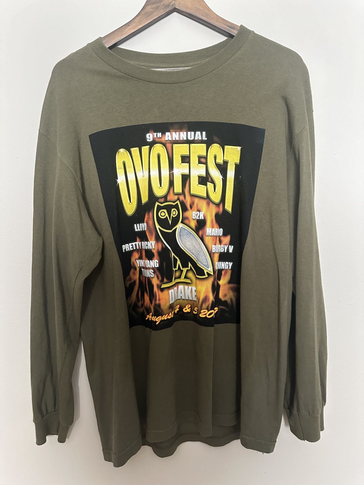 October's Very Own 9th Annual OVO Fest Olive Green Long Sleeve Shirt Size US L / EU 52-54 / 3 - 1 Thumbnail