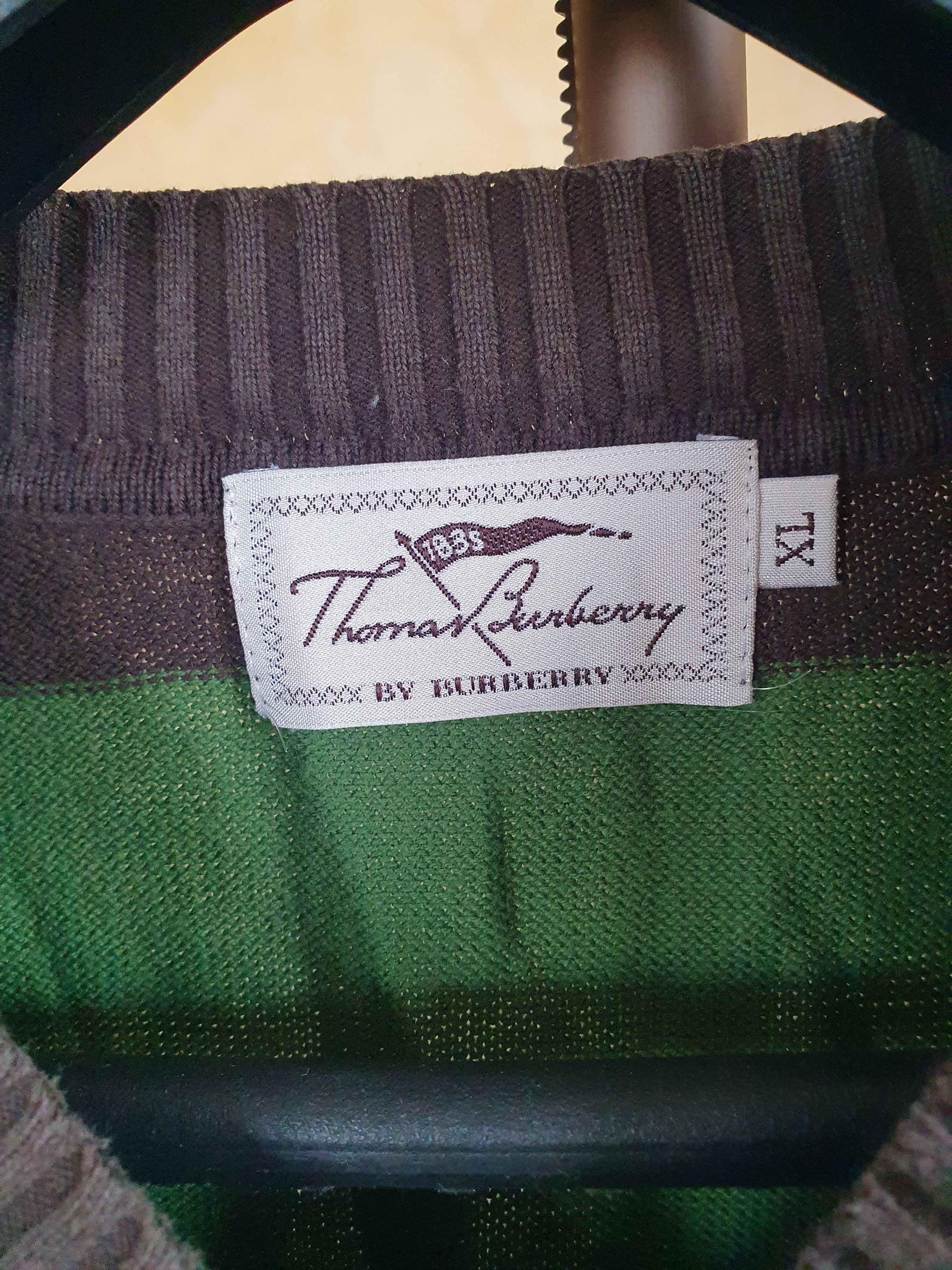 Burberry × Vintage Thomas Burberry Sweater Vintage Striped V Neck sz L? Size US L / EU 52-54 / 3 - 2 Thumbnail