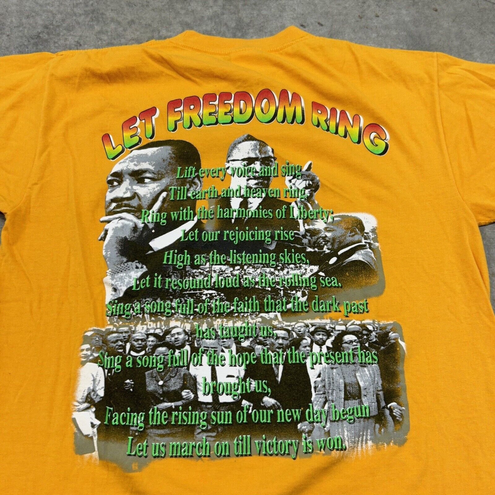Rap Tees × Vintage Vintage 90s Black History into Focus Rap Tee Yellow T Shirt Size US L / EU 52-54 / 3 - 4 Thumbnail