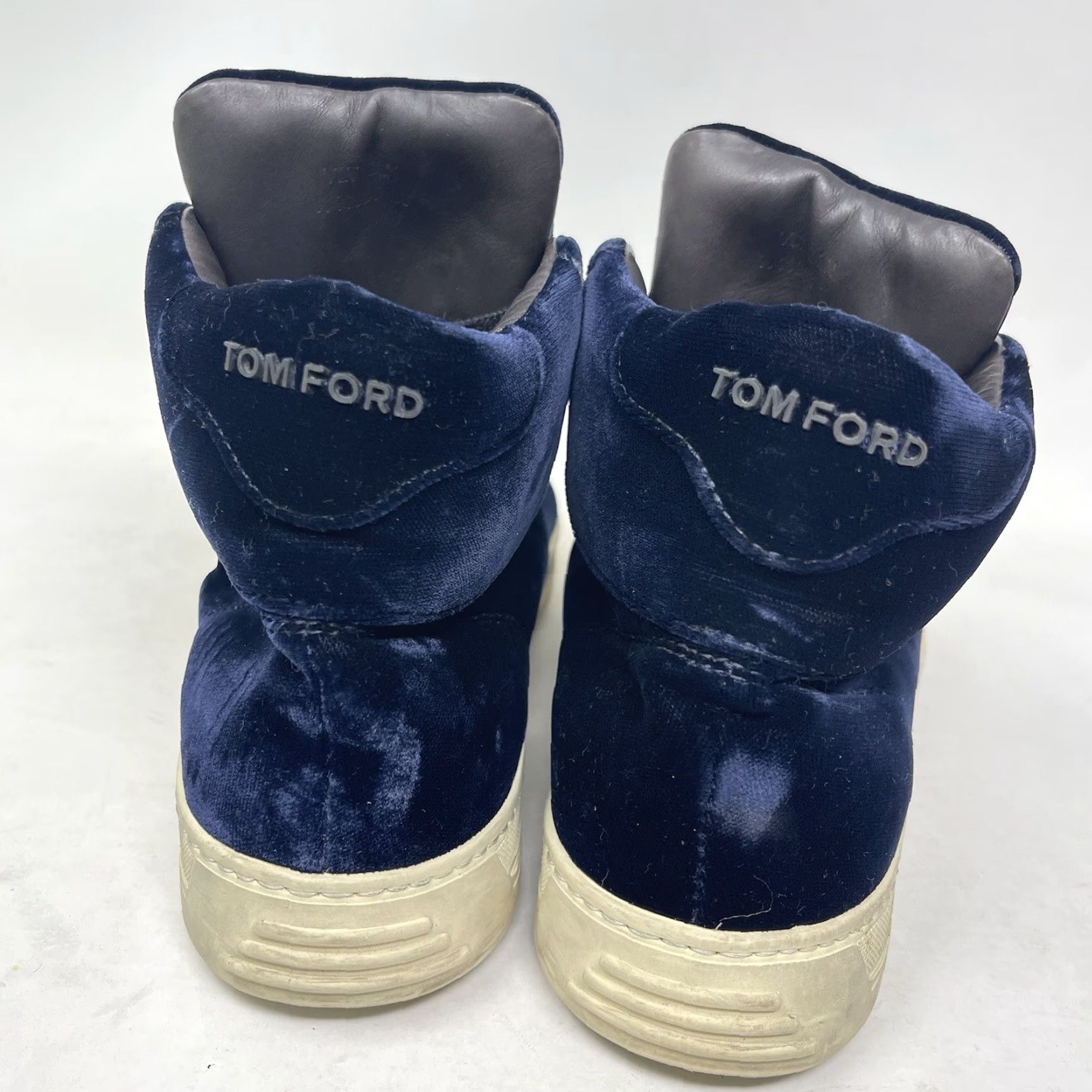 Tom Ford TOM FORD Sneakers Mens Size 6 38 Velvet High Top Blue Distressed Preppy 80s 90s Hipster Logo Casual Shoes Size US S / EU 44-46 / 1 - 3 Thumbnail