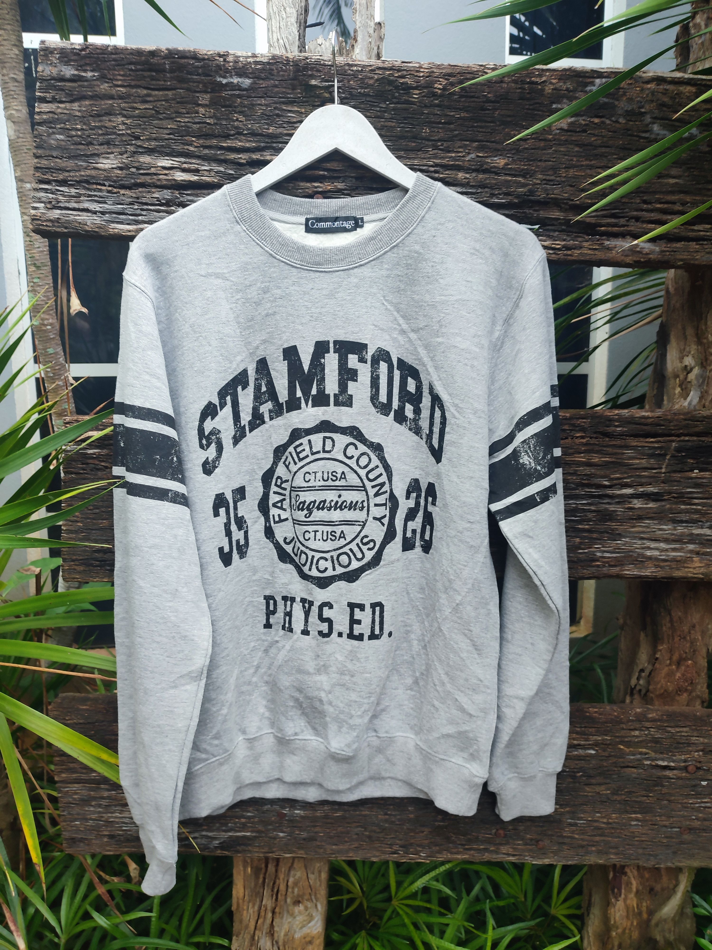 image of Designer Stealcommontage Stamford Physical Education Sweatshirt in Grey, Men's (Size Medium)