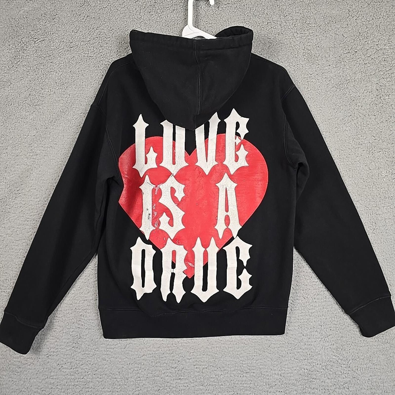 Vintage Evol Love Is A Drug Hoodie Black/ Red Size XS Size US XS / EU 42 / 0 - 12 Thumbnail