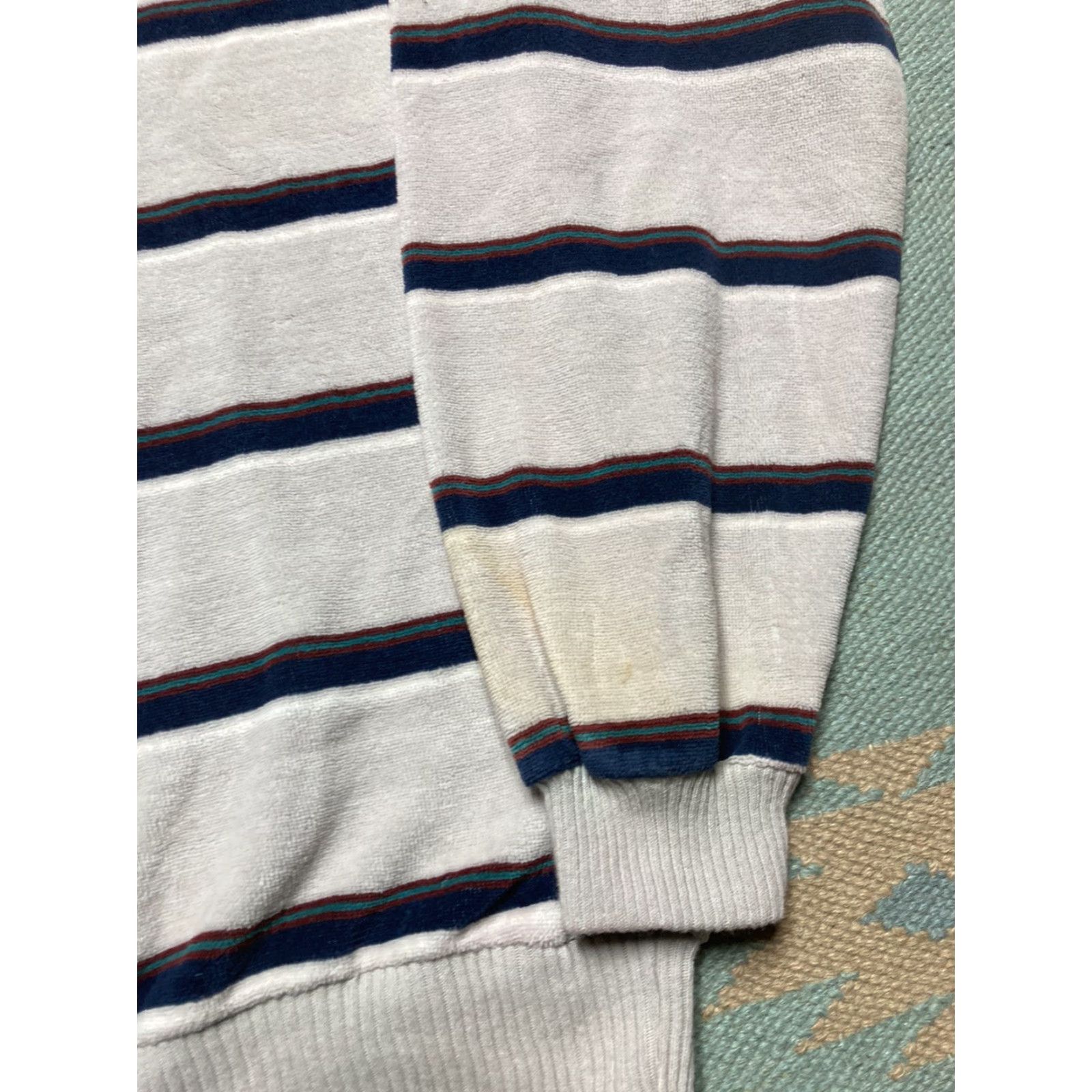 Vintage VINTAGE Polo Shirt Long Sleeve XL Velour Striped Adult 70s 80s Size US XL / EU 56 / 4 - 2 Thumbnail