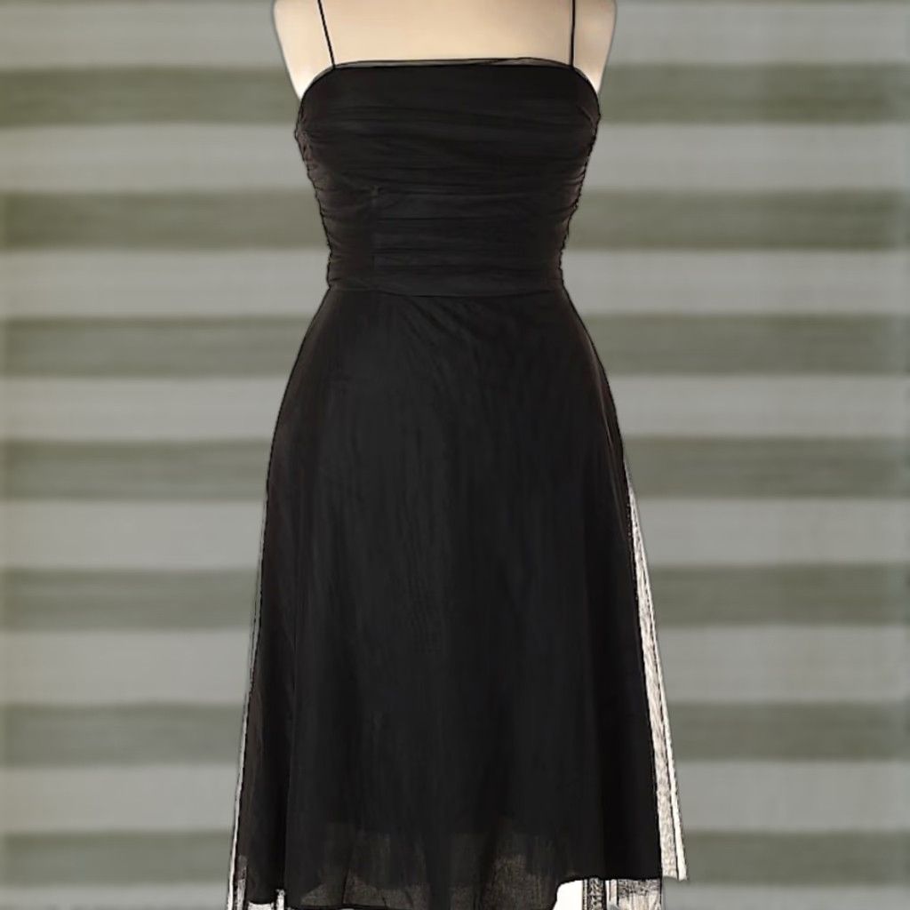 VINTAGE Eliza J Black Chiffon Party Dress Size 12 Spaghetti Strap Cocktail  WhimsyGoth Mens, Womens