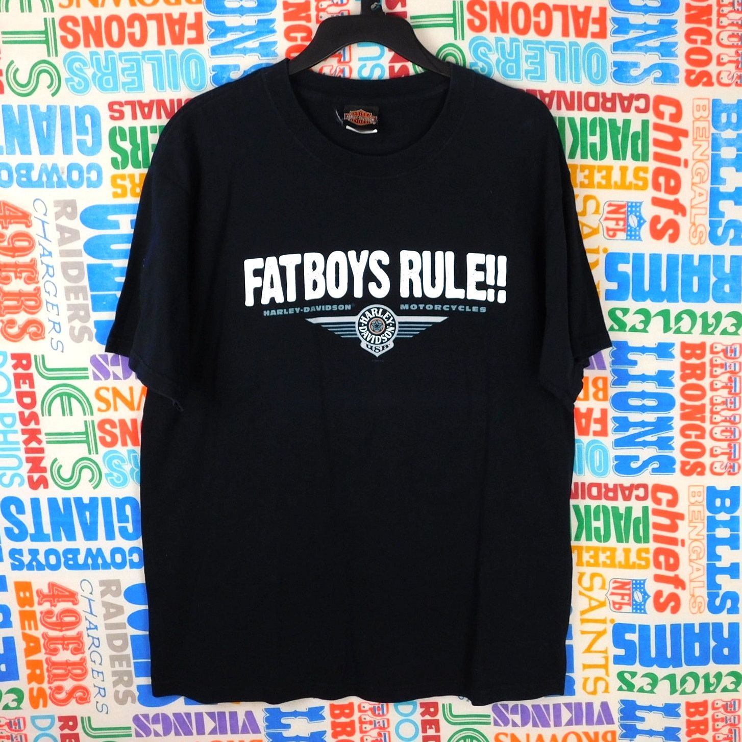Y2K Harley Davidson New Zealand Fat Boys Rule Tee Sz L 2004