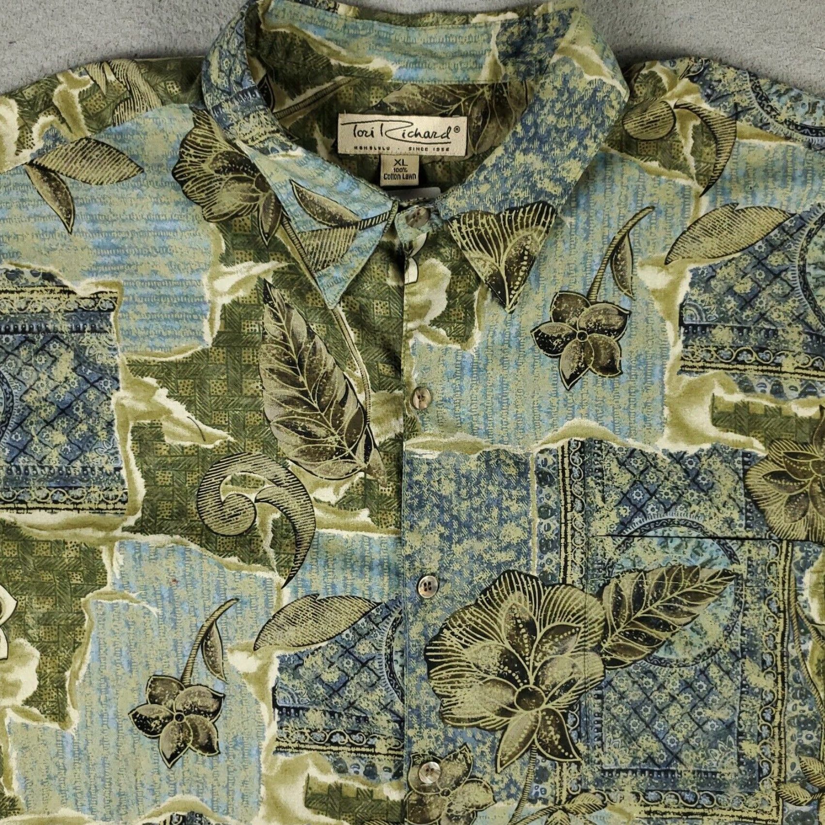 Tori Richard VINTAGE Tori Richard Men's Shirt XL Green Hawaiian Button-Up Short Sleeve Casual Summer Size US XL / EU 56 / 4 - 2 Thumbnail