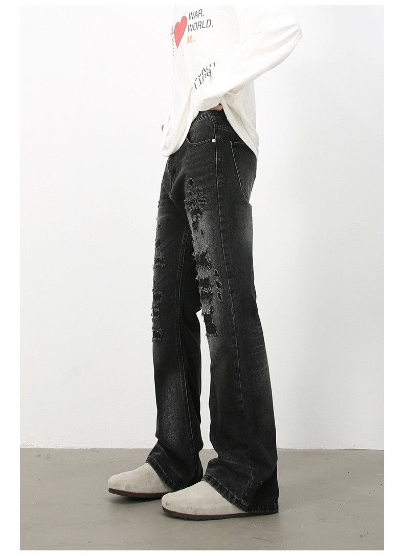 Japanese Brand × Jean High street retro loose flared ripped jeans for men Size US 32 / EU 48 - 4 Thumbnail