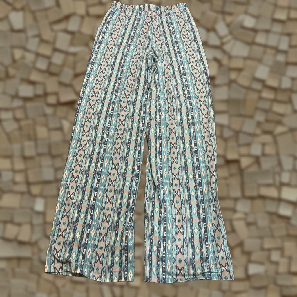Vintage D&Co. Pants Women's XS Tall Blue Ankle Aztec Western Size 26" / US 2 / IT 38 - 1 Thumbnail