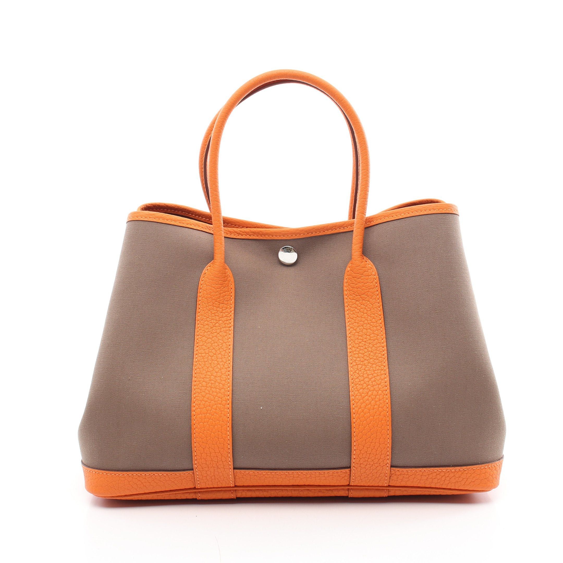 Hermes Hermes Garden Party Tpm Etoupe Handbag Tote Bag Toile Officier Negonda Leather Gray Beige Orange Silver Hardware Double Engraved Size ONE SIZE - 1 Thumbnail