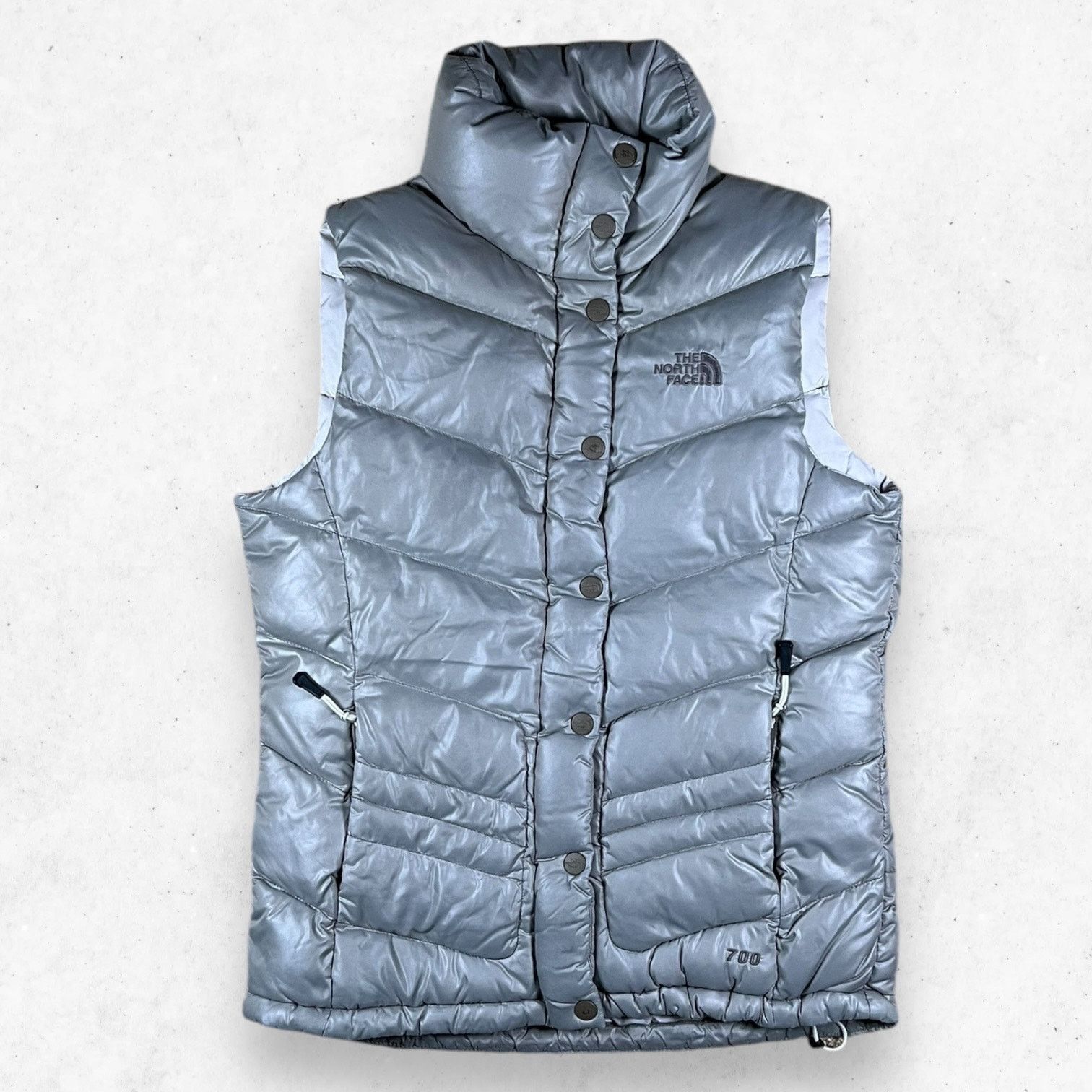 North face silver vest best sale