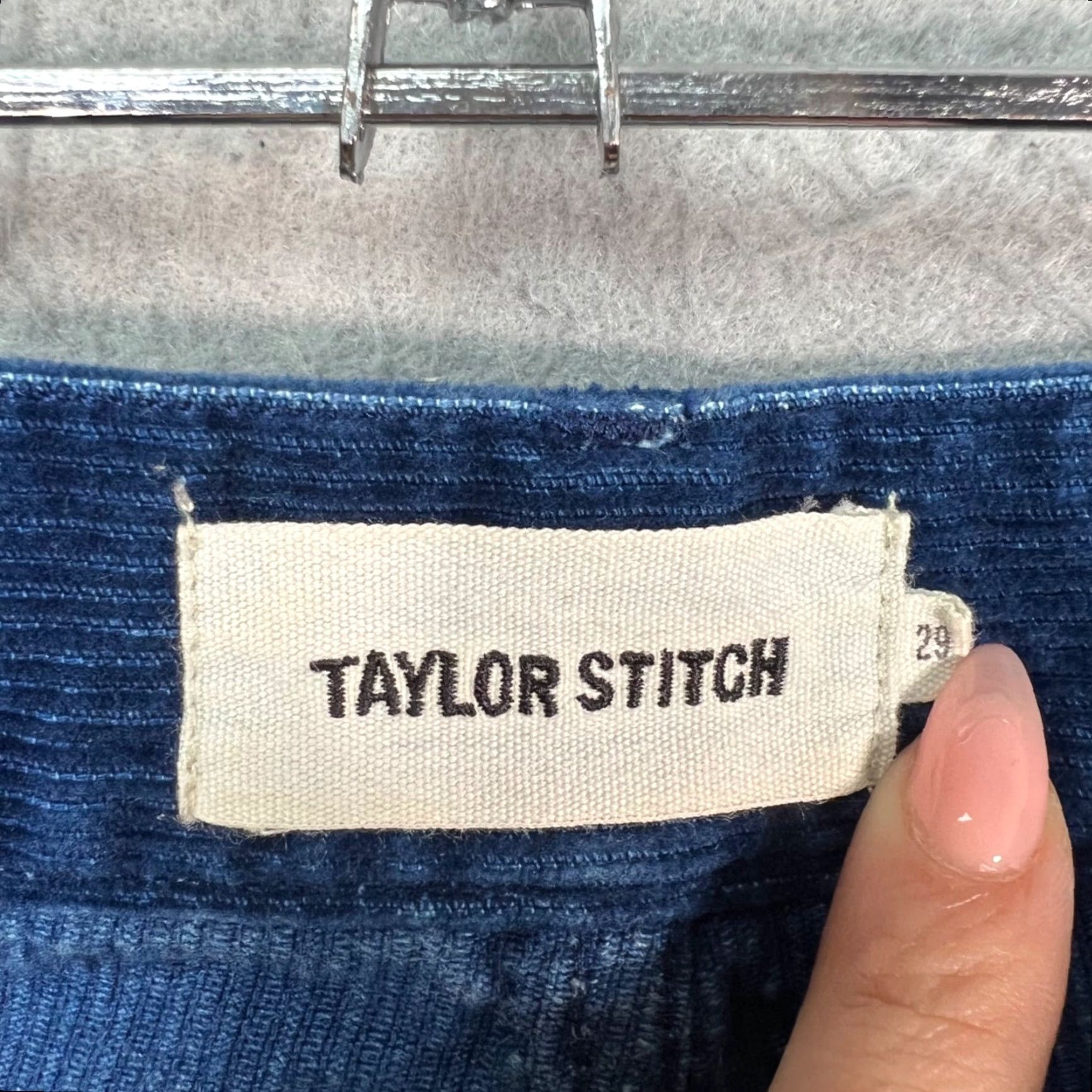 Taylor Stitch Taylor Stitch Womens 29 Blue Corduroy Cropped Pants Frayed Hem Jeans Style Cropped Straight Rise High Inseam 26 Womens Jeans Size 29" - 3 Thumbnail